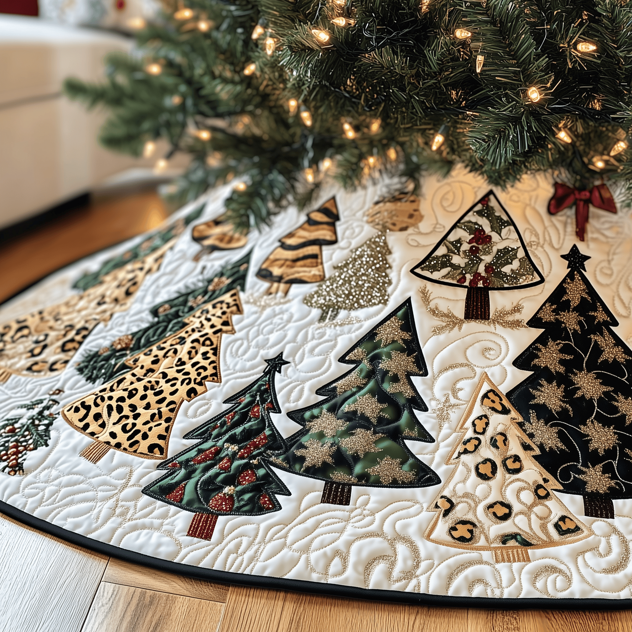 Festive Leopard Christmas Tree Quilted Tree Skirt Feel Joy and Comfort with a Thoughtful Holiday Addition Festive Leopard Christmas Tree Quilted Tree Skirt Feel Joy and Comfort with a Thoughtful Holiday Addition