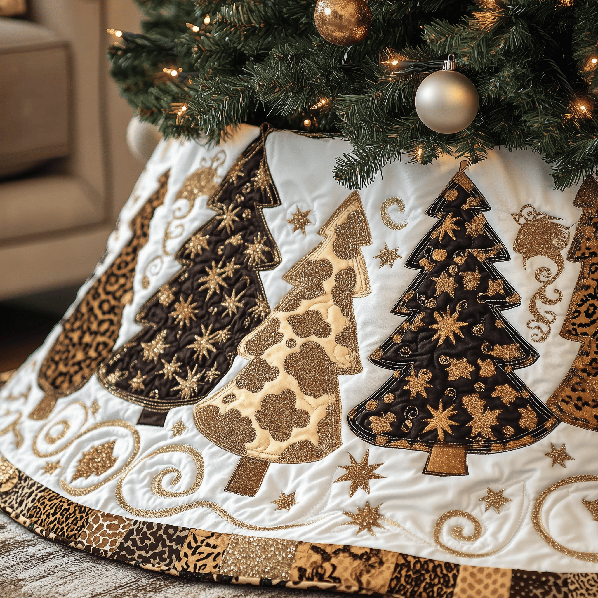 Festive Leopard Christmas Tree Quilted Tree Skirt Feel the Spirit of Giving with a Safe Tree Skirt Festive Leopard Christmas Tree Quilted Tree Skirt Feel the Spirit of Giving with a Safe Tree Skirt
