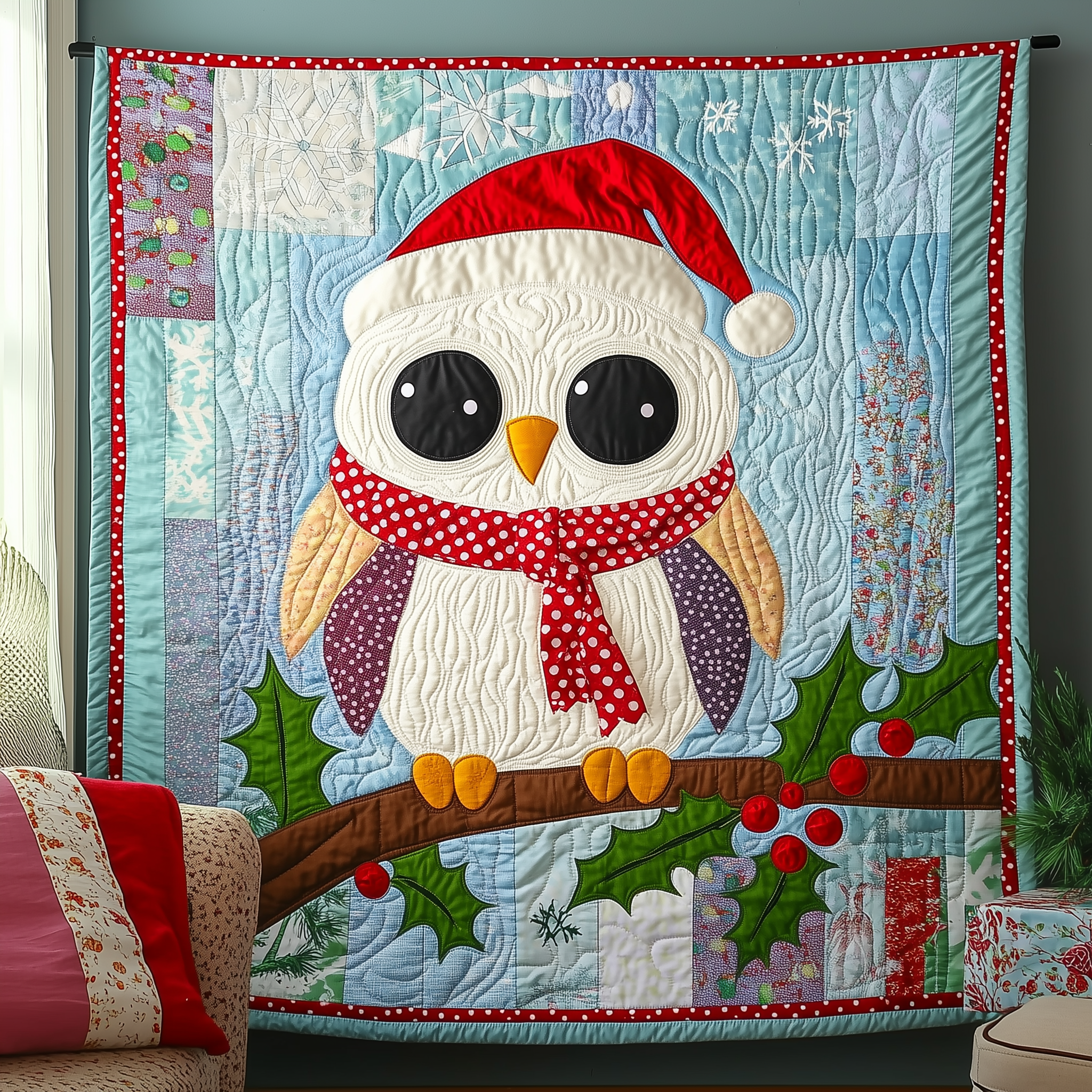 Festive Owl Quilted Blanket Feel the Elegance of a Blanket That's Truly Yours Festive Owl Quilted Blanket Feel the Elegance of a Blanket That's Truly Yours