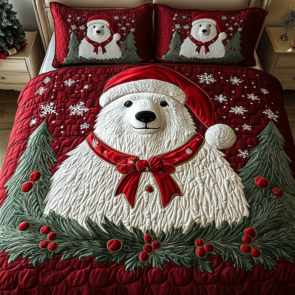 Festive Polar Bear Quilted Bedding Set Christmas Present Ideas Festive Polar Bear Quilted Bedding Set Christmas Present Ideas