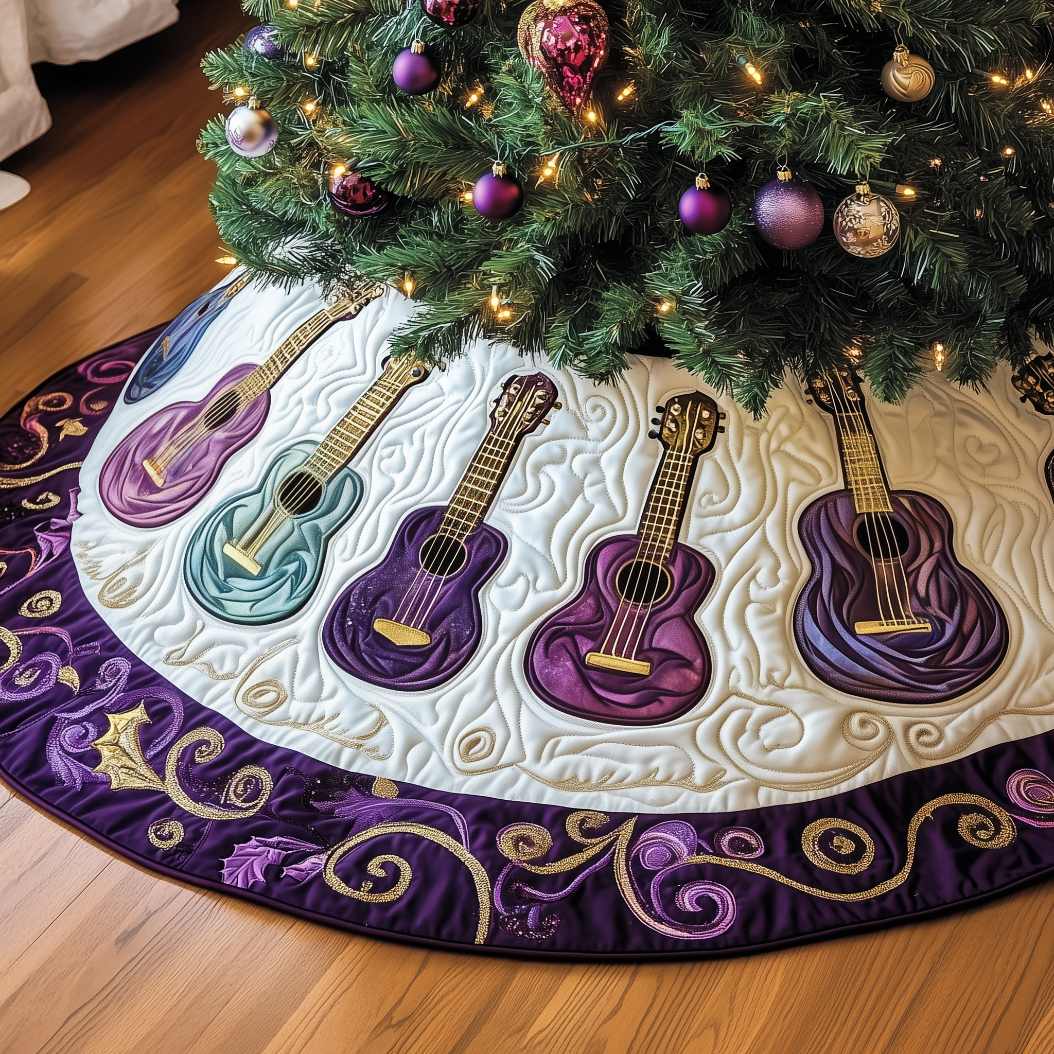 Festive Purple Ukulele Quilted Tree Skirt Enjoy Peace of Mind This Holiday with the Perfect Tree Skirt Festive Purple Ukulele Quilted Tree Skirt Enjoy Peace of Mind This Holiday with the Perfect Tree Skirt