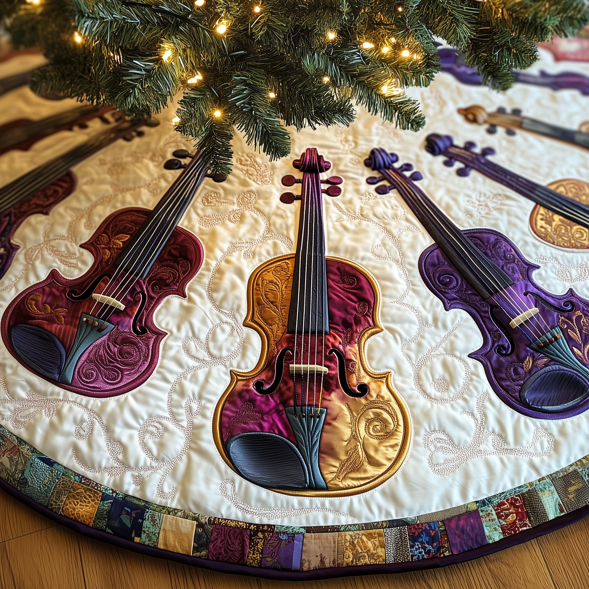 Festive Purple Violins Quilted Tree Skirt Add Comfort and Joy to Your Home with a Durable Tree Skirt Festive Purple Violins Quilted Tree Skirt Add Comfort and Joy to Your Home with a Durable Tree Skirt