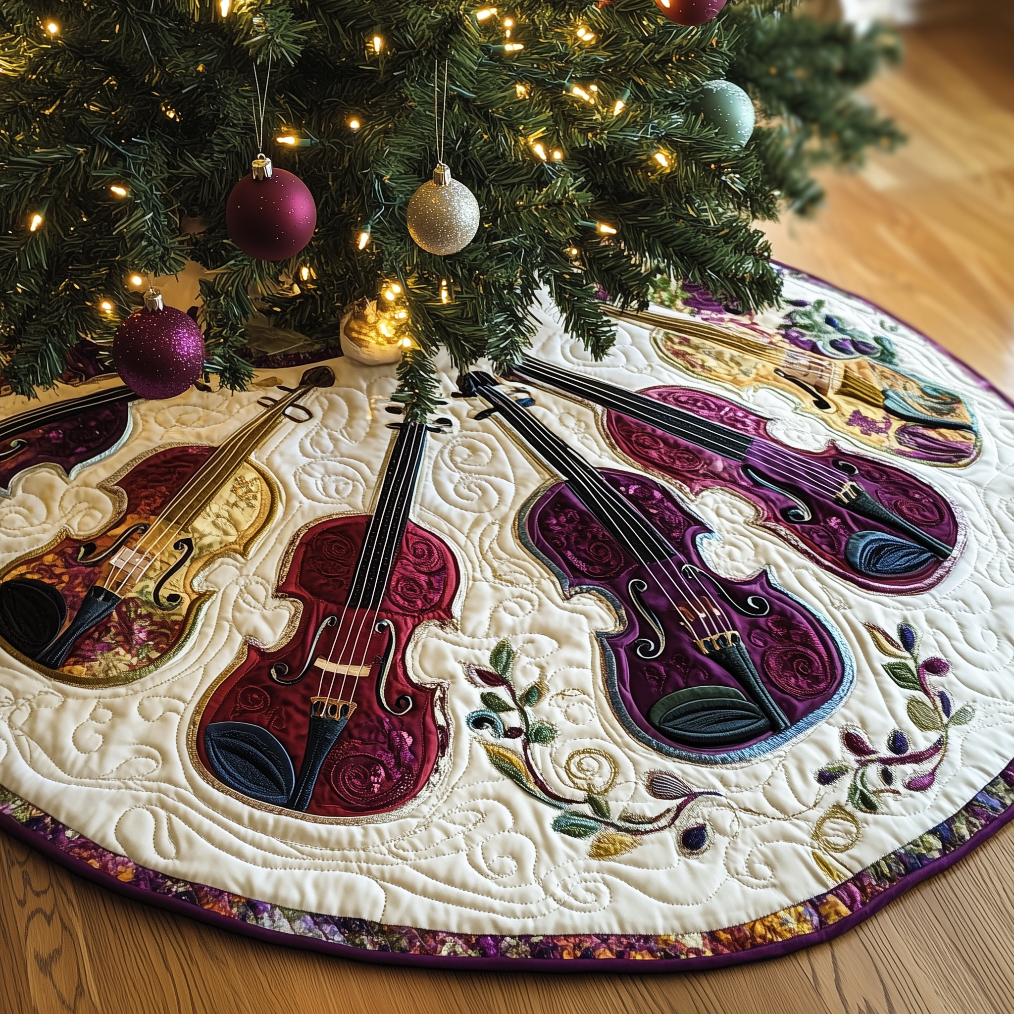 Festive Purple Violins Quilted Tree Skirt Celebrate Love and Style with a Thoughtful Tree Skirt Festive Purple Violins Quilted Tree Skirt Celebrate Love and Style with a Thoughtful Tree Skirt