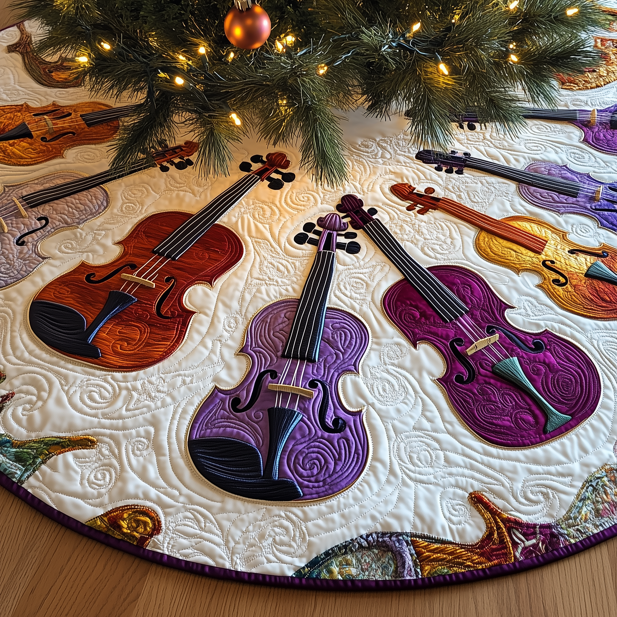 Festive Purple Violins Quilted Tree Skirt Cherish Every Moment with a Stylish and Reliable Tree Skirt Festive Purple Violins Quilted Tree Skirt Cherish Every Moment with a Stylish and Reliable Tree Skirt