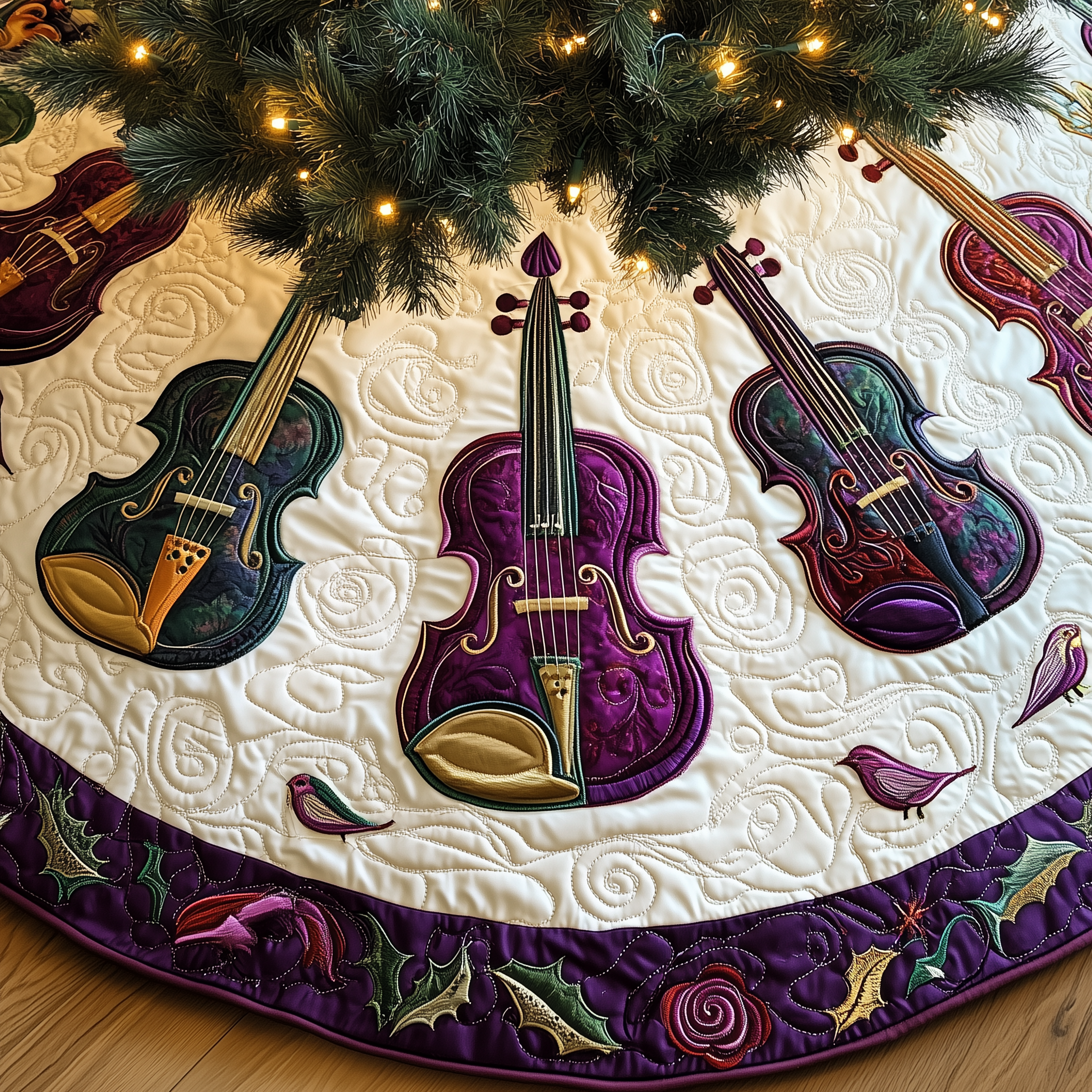 Festive Purple Violins Quilted Tree Skirt Feel the Spirit of the Holidays with a Trusted Tree Skirt Festive Purple Violins Quilted Tree Skirt Feel the Spirit of the Holidays with a Trusted Tree Skirt