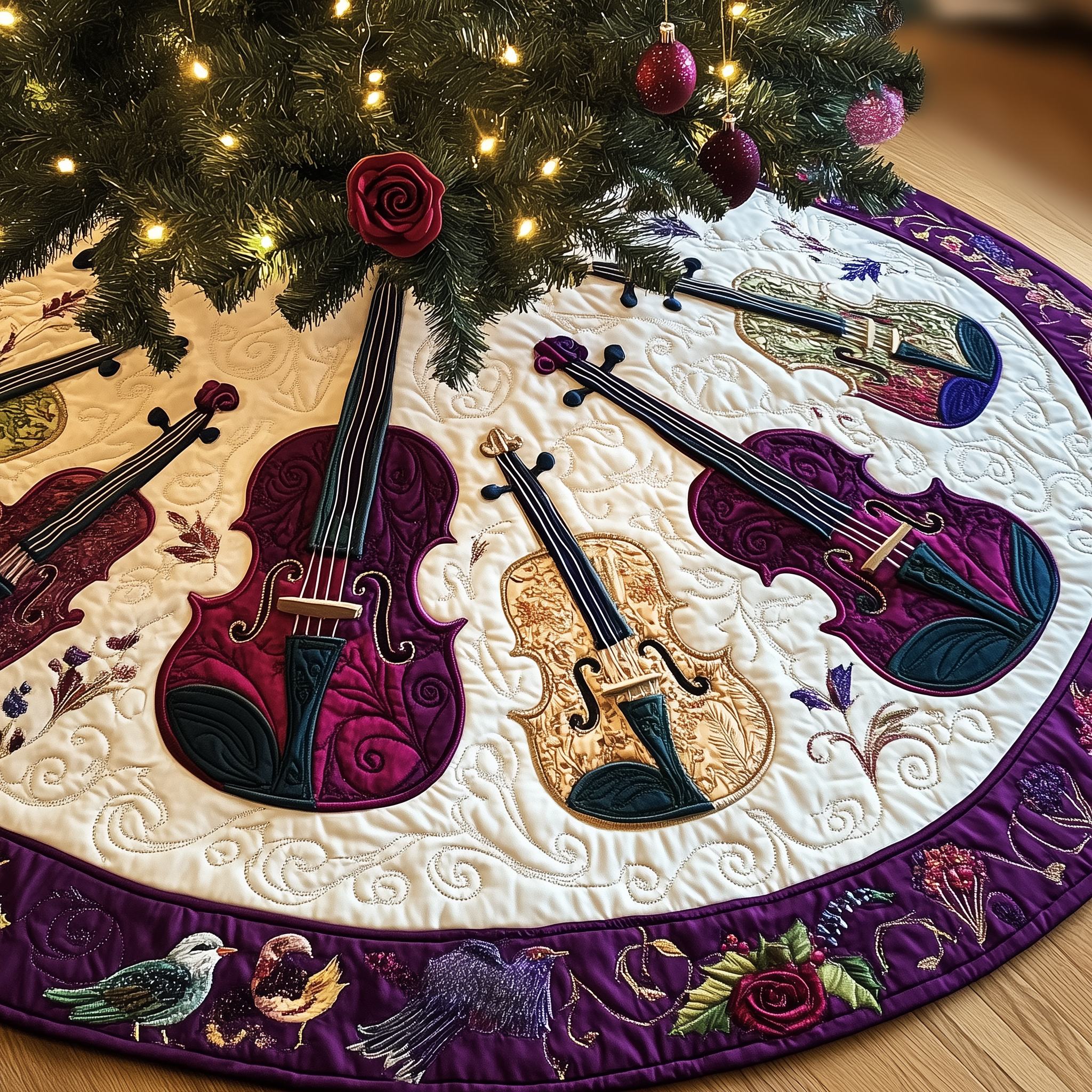 Festive Purple Violins Quilted Tree Skirt Protect Your Home with a Tree Skirt Designed for Joy Festive Purple Violins Quilted Tree Skirt Protect Your Home with a Tree Skirt Designed for Joy