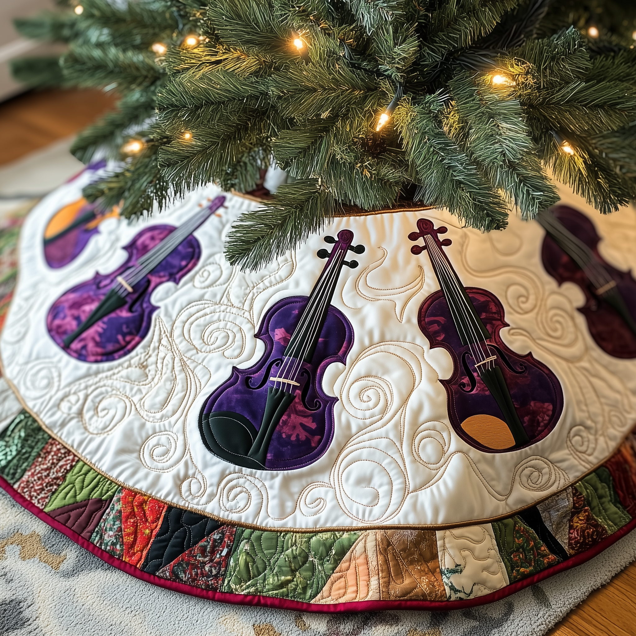 Festive Purple Violins Quilted Tree Skirt Transform Your Holidays with a Safe and Elegant Tree Skirt Festive Purple Violins Quilted Tree Skirt Transform Your Holidays with a Safe and Elegant Tree Skirt