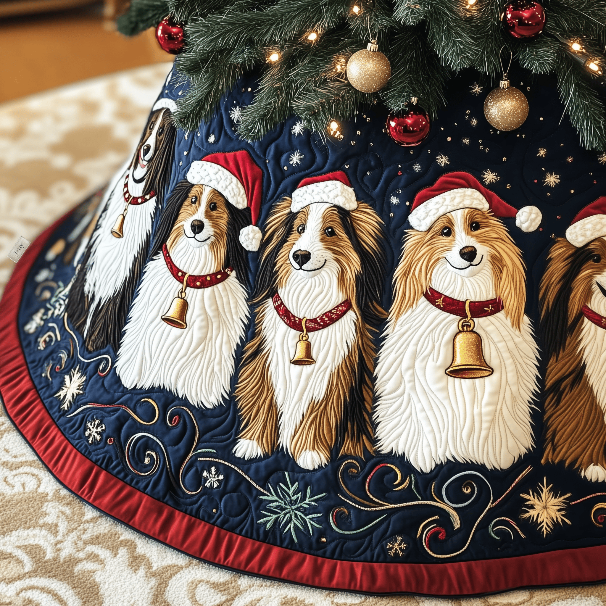 Festive Shetland Sheepdog Quilted Tree Skirt A Safe and Stylish Tree Skirt for Your Family's Happiness Festive Shetland Sheepdog Quilted Tree Skirt A Safe and Stylish Tree Skirt for Your Family's Happiness