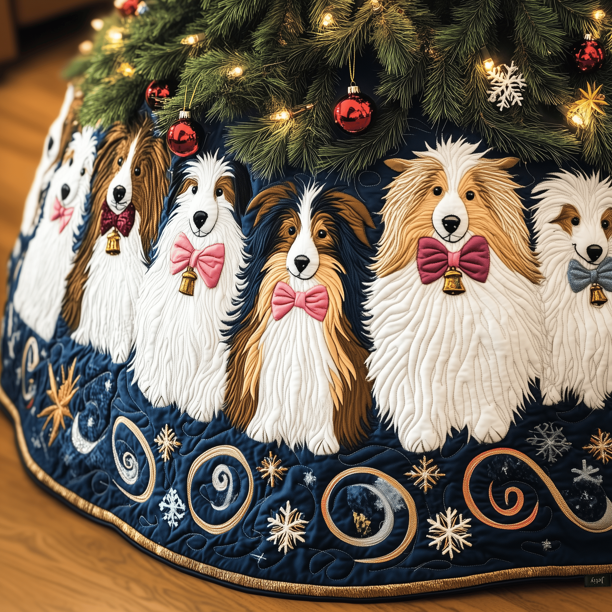 Festive Shetland Sheepdog Quilted Tree Skirt Celebrate in Style with a Tree Skirt That Protects Festive Shetland Sheepdog Quilted Tree Skirt Celebrate in Style with a Tree Skirt That Protects