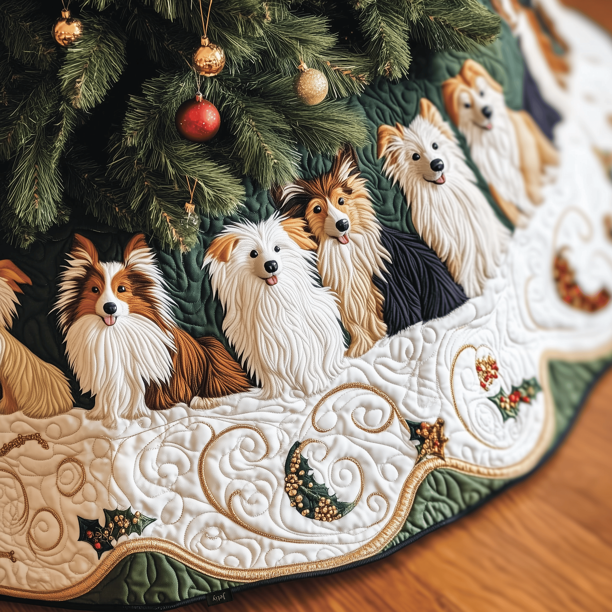 Festive Shetland Sheepdog Quilted Tree Skirt Enjoy a Peaceful Holiday with the Perfect Tree Skirt Festive Shetland Sheepdog Quilted Tree Skirt Enjoy a Peaceful Holiday with the Perfect Tree Skirt