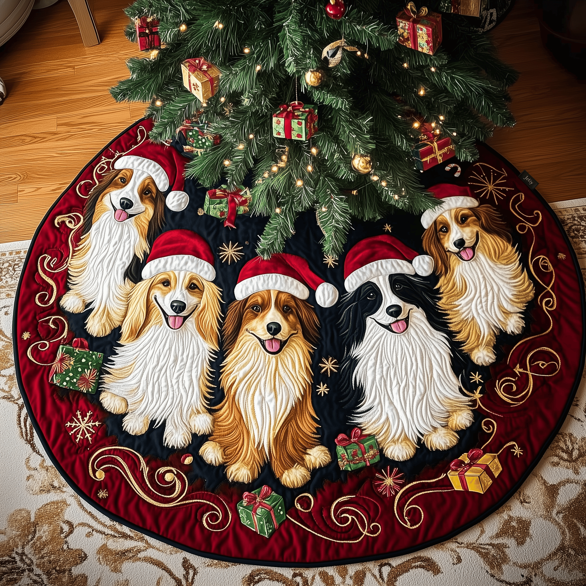 Festive Shetland Sheepdog Quilted Tree Skirt Feel the Love of Christmas with Thoughtful Tree Decor Festive Shetland Sheepdog Quilted Tree Skirt Feel the Love of Christmas with Thoughtful Tree Decor