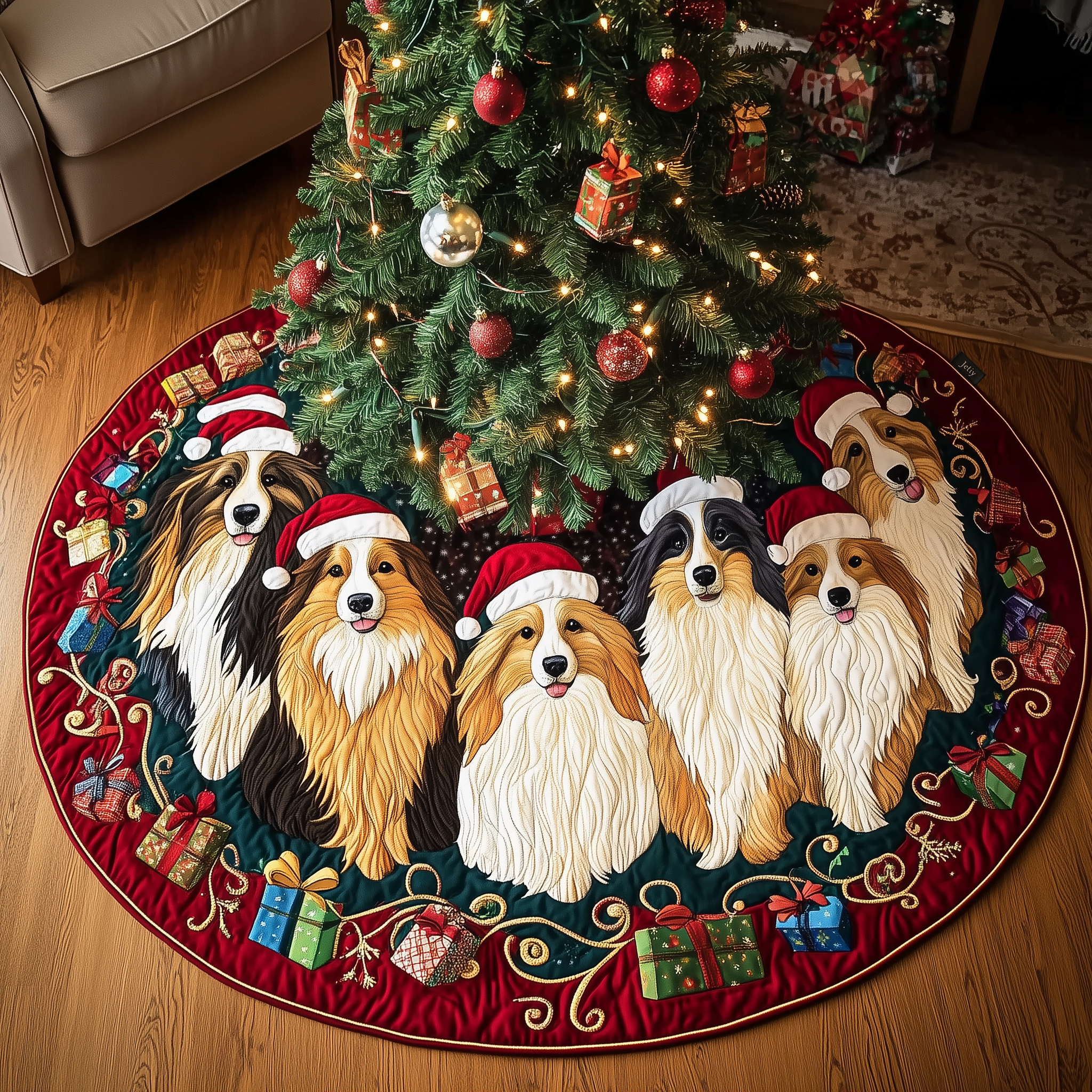 Festive Shetland Sheepdog Quilted Tree Skirt Make Every Moment Merry with a Stylish Tree Skirt Festive Shetland Sheepdog Quilted Tree Skirt Make Every Moment Merry with a Stylish Tree Skirt