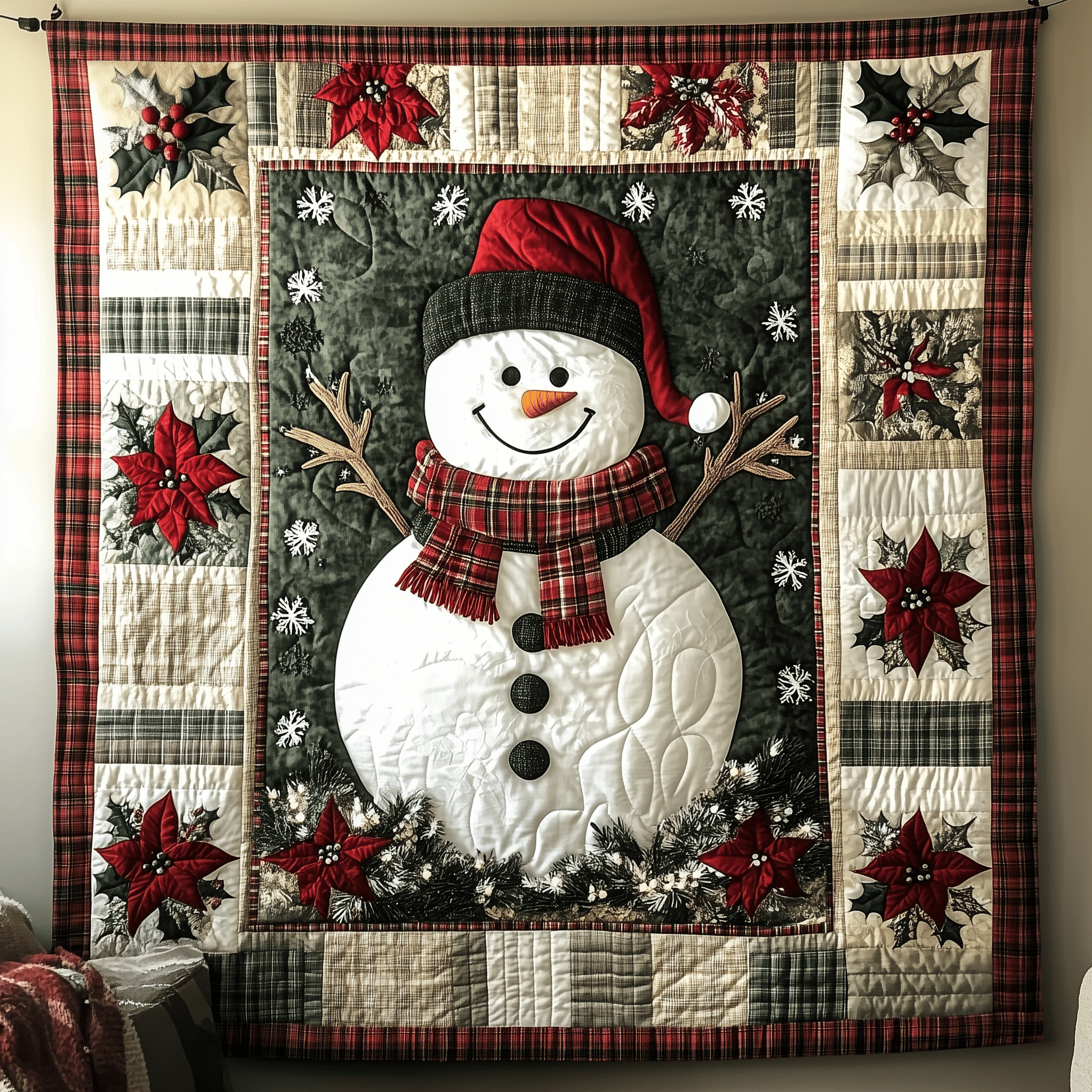 Festive Snowman Quilted Blanket Feel the Heart of Home with a Blanket That Embraces All Festive Snowman Quilted Blanket Feel the Heart of Home with a Blanket That Embraces All