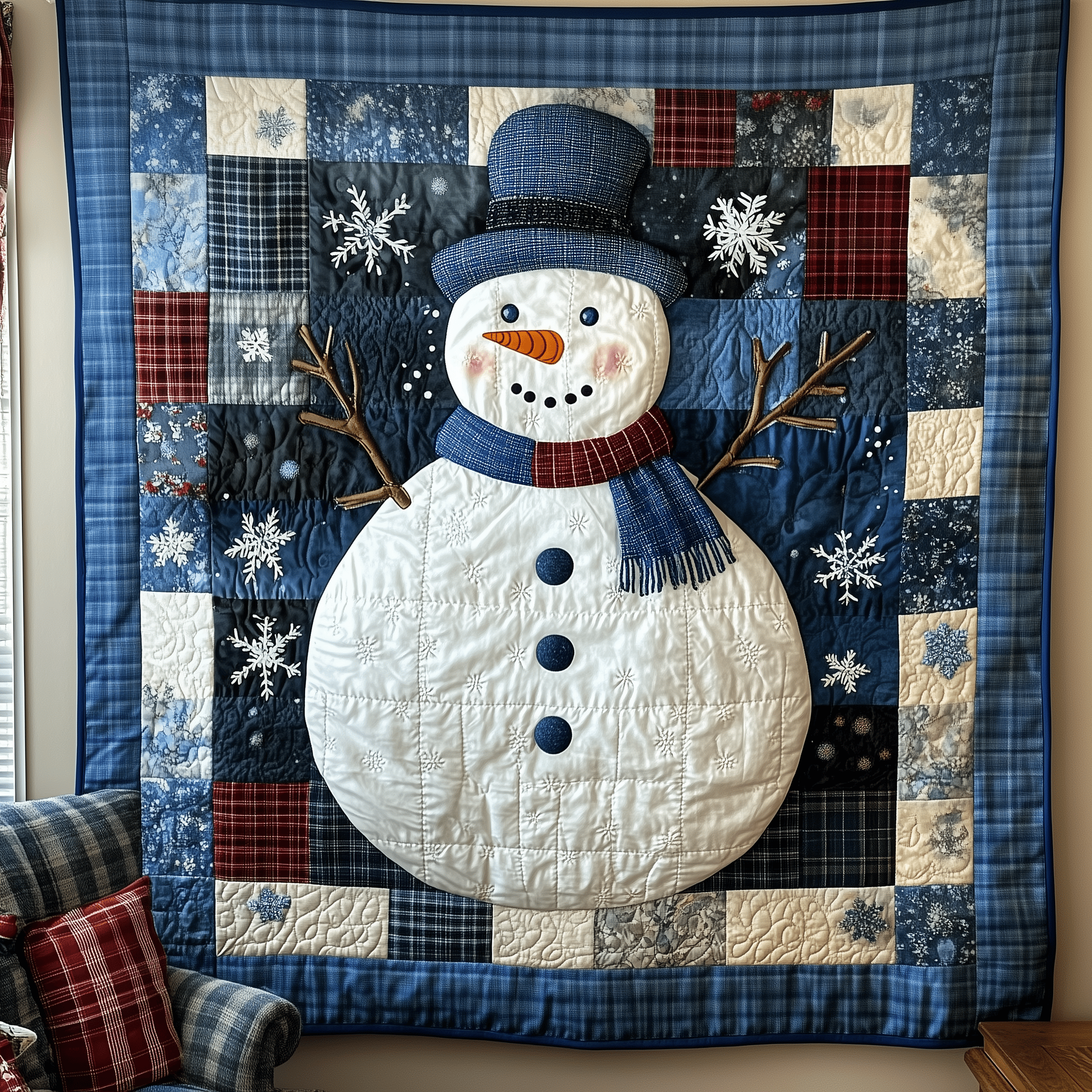 Festive Snowman Quilted Blanket Feel the Luxury of a Blanket That Stands Out Festive Snowman Quilted Blanket Feel the Luxury of a Blanket That Stands Out