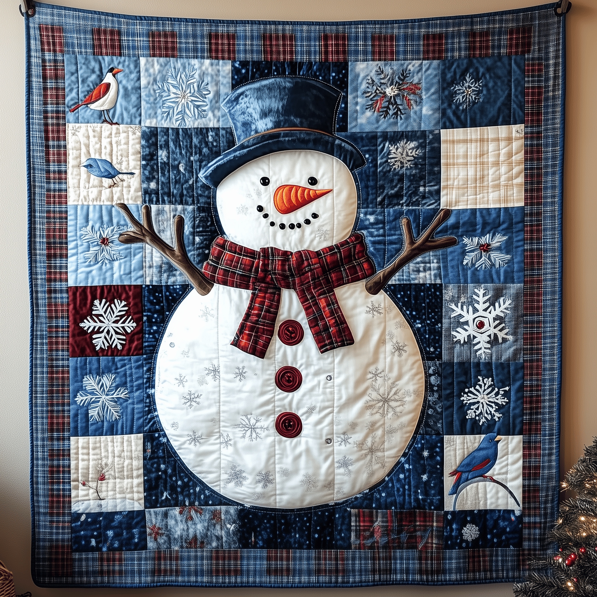Festive Snowman Quilted Blanket Feel Unique with a Blanket Made Just for You Festive Snowman Quilted Blanket Feel Unique with a Blanket Made Just for You