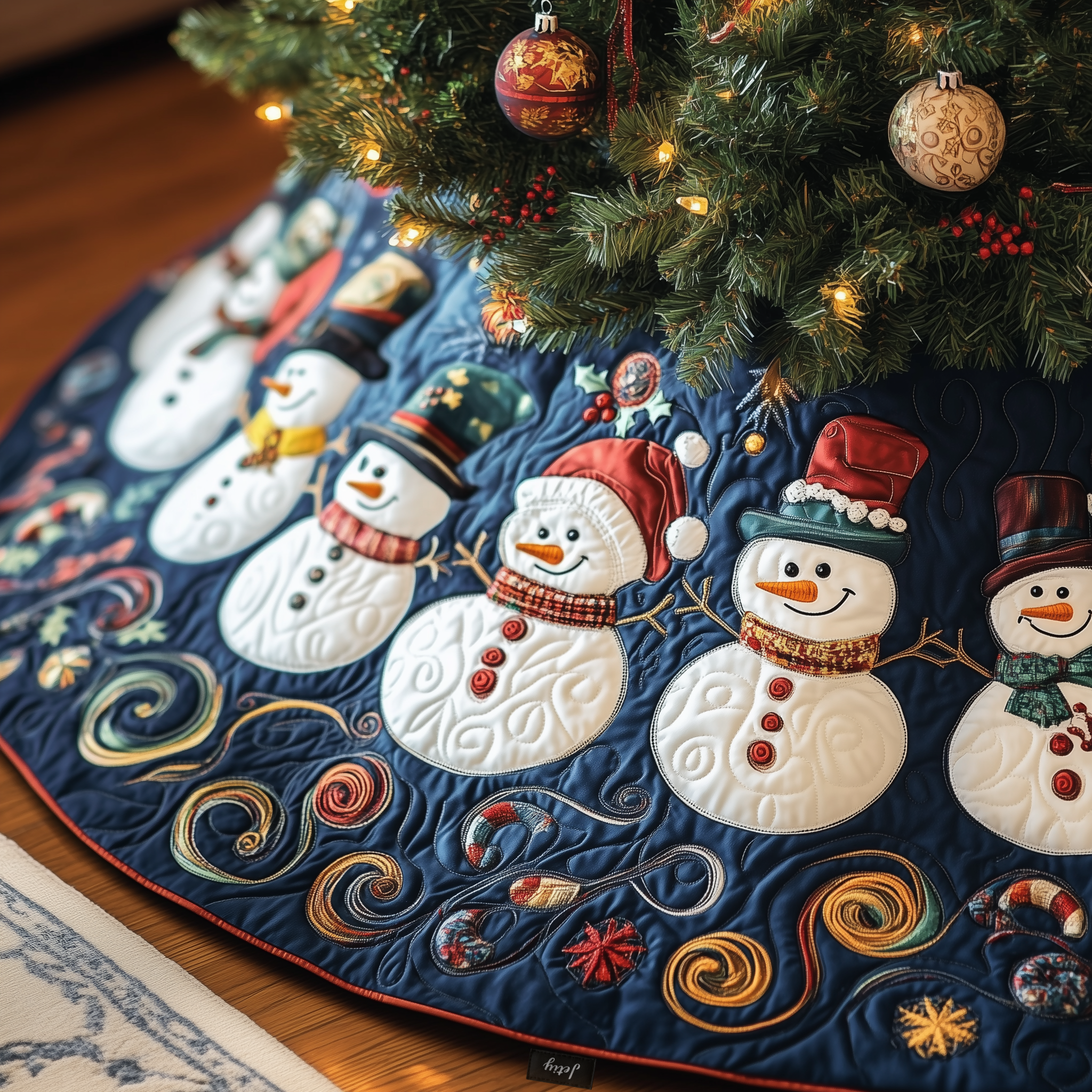 Festive Snowman Quilted Tree Skirt Relax and Enjoy the Holidays with Peaceful Tree Decor Festive Snowman Quilted Tree Skirt Relax and Enjoy the Holidays with Peaceful Tree Decor