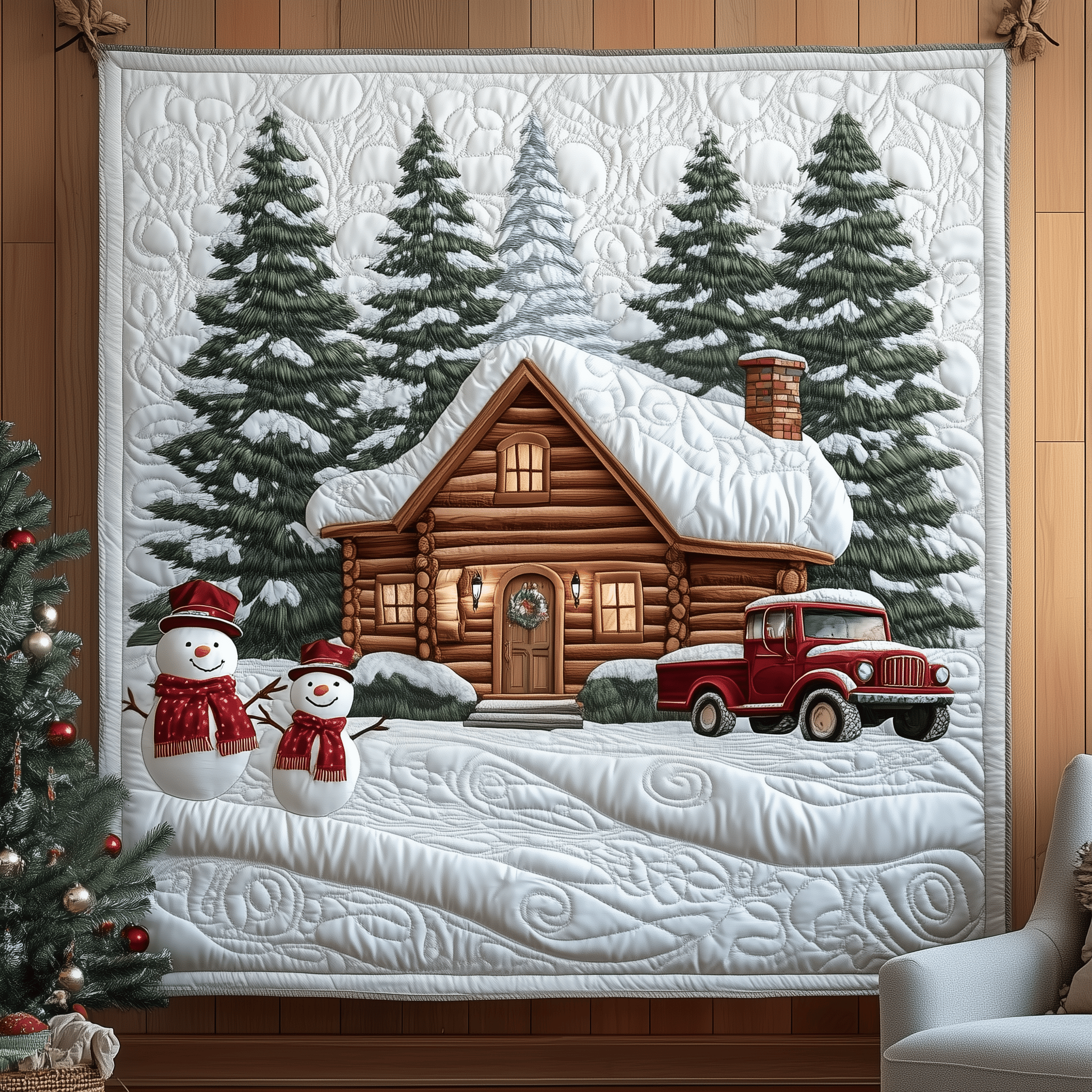 Festive Snowy Log Cabin Quilted Blanket A Blanket That Makes Family Nights Extra Special Festive Snowy Log Cabin Quilted Blanket A Blanket That Makes Family Nights Extra Special