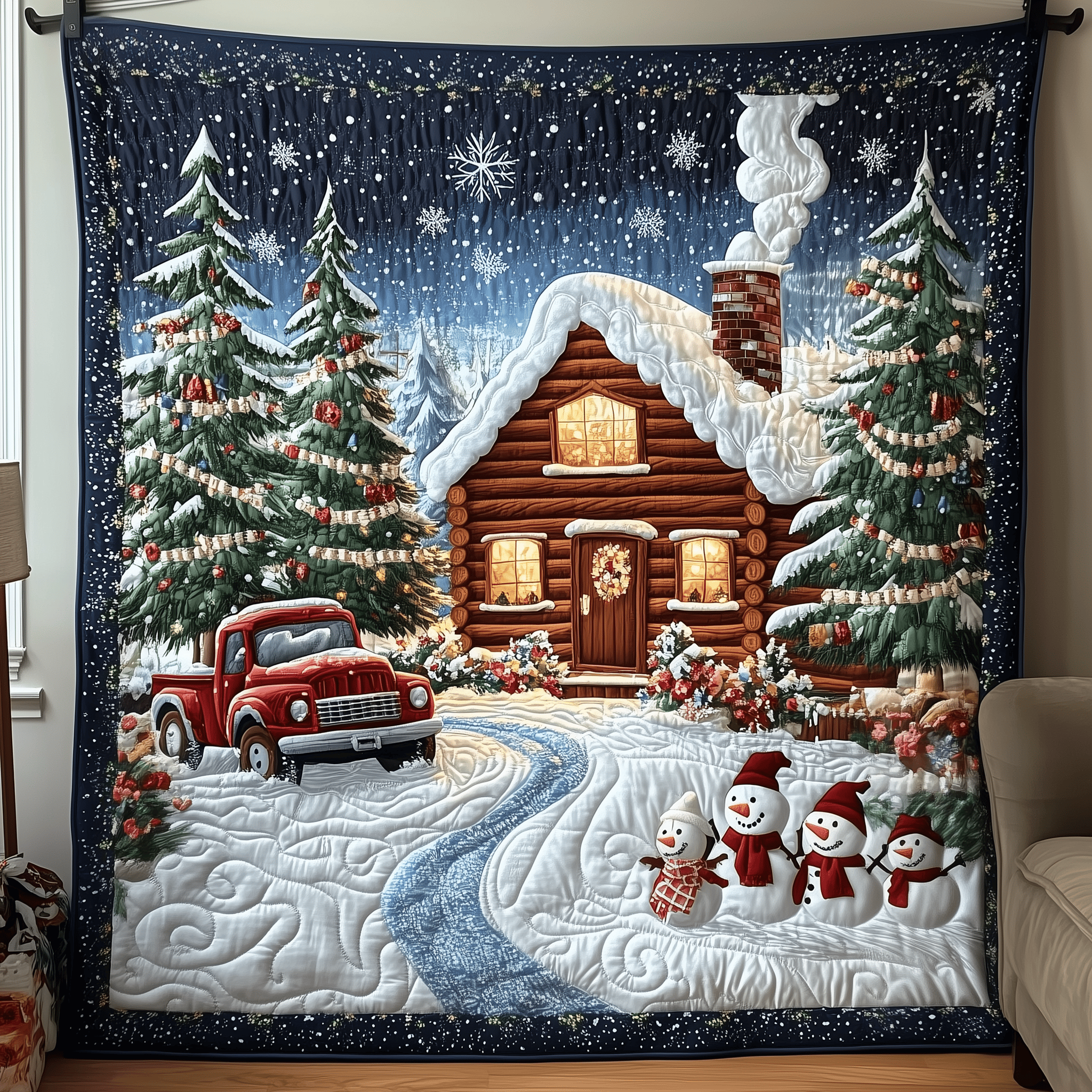 Festive Snowy Log Cabin Quilted Blanket Create Warm Memories with Our Blanket for All Ages Festive Snowy Log Cabin Quilted Blanket Create Warm Memories with Our Blanket for All Ages