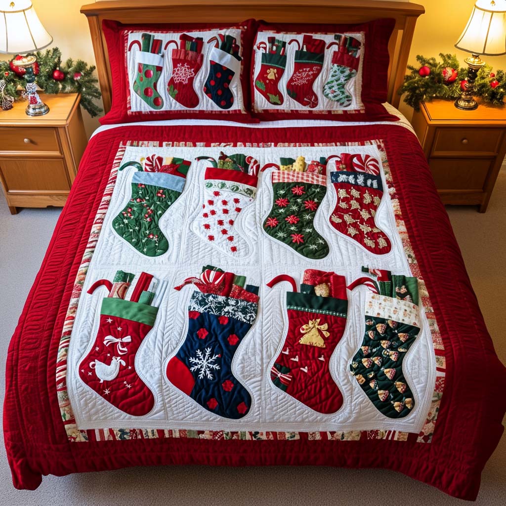 Festive Stockings Quilted Bedding Set Gift Ideas For Men Who Have Everything Festive Stockings Quilted Bedding Set Gift Ideas For Men Who Have Everything