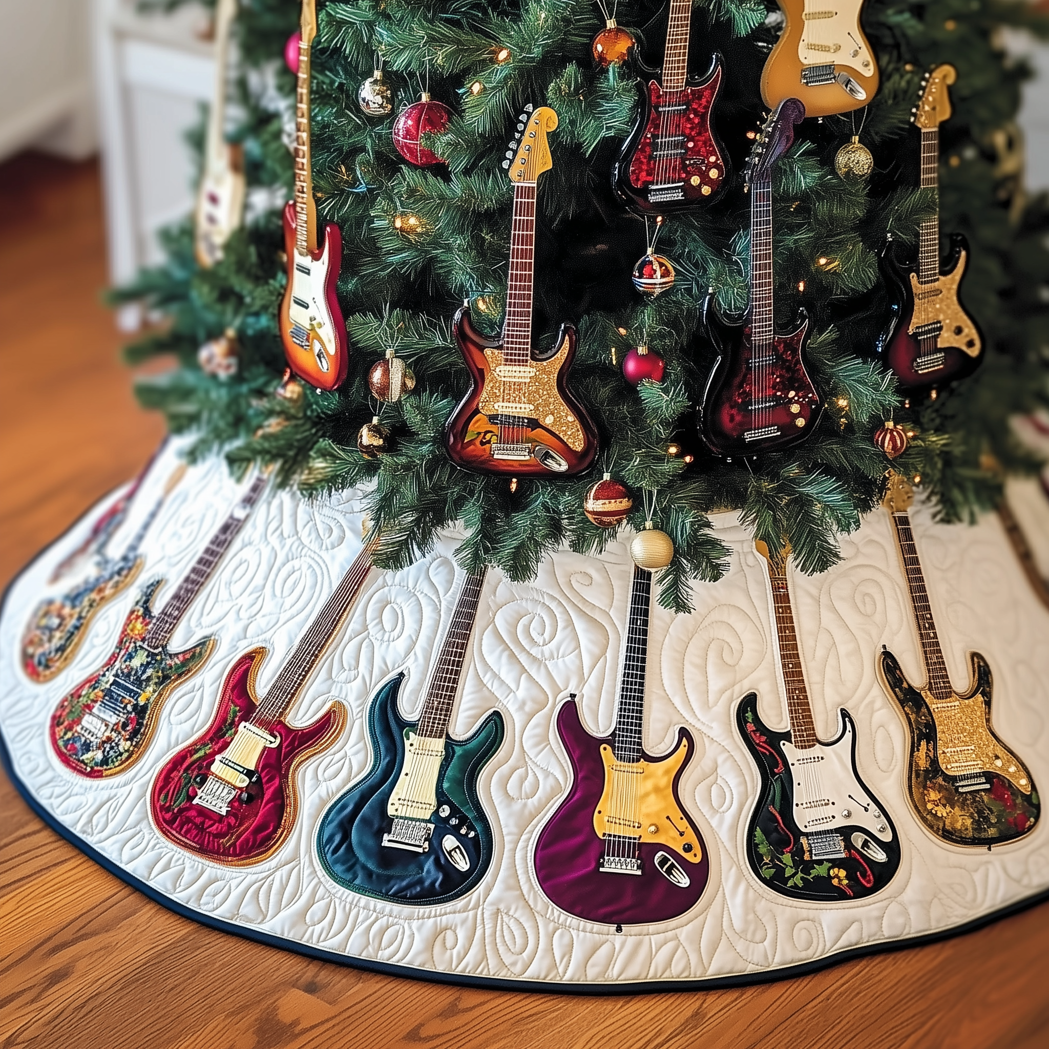Festive Swirl Guitars Quilted Tree Skirt Bring Joy to Your Home with a Trustworthy Tree Skirt Festive Swirl Guitars Quilted Tree Skirt Bring Joy to Your Home with a Trustworthy Tree Skirt