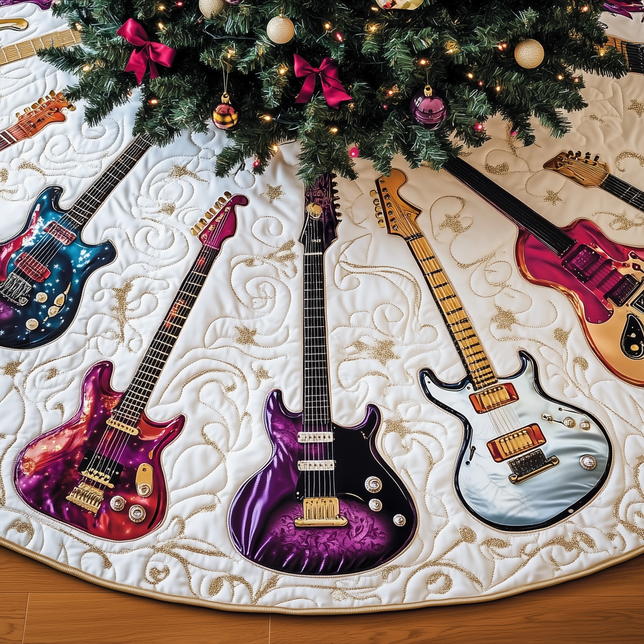 Festive Swirl Guitars Quilted Tree Skirt Keep Your Loved Ones Safe with the Perfect Tree Skirt Festive Swirl Guitars Quilted Tree Skirt Keep Your Loved Ones Safe with the Perfect Tree Skirt