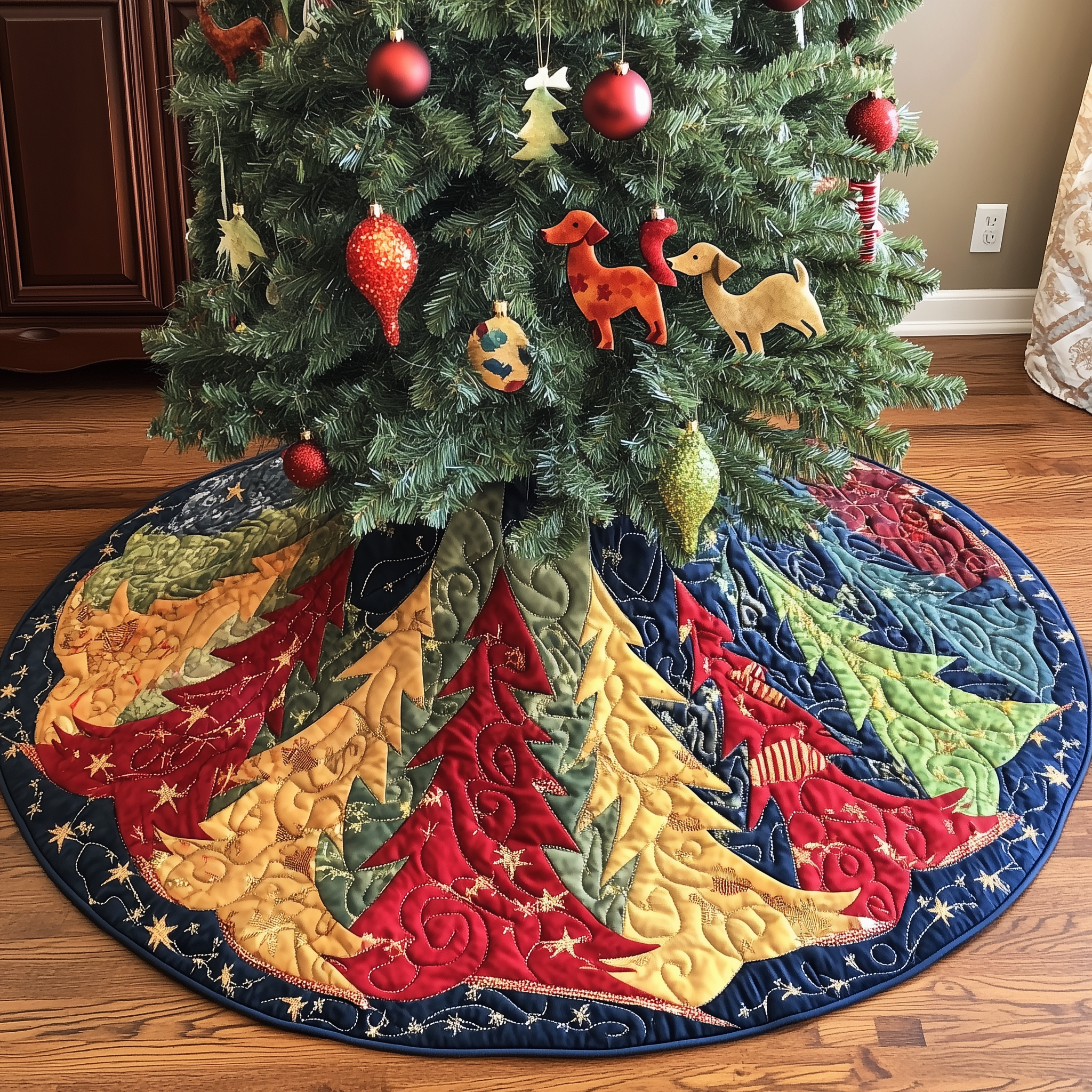 Festive Tree Christmas Quilted Tree Skirt Bring Life to Your Holidays with a Safe and Stylish Skirt Festive Tree Christmas Quilted Tree Skirt Bring Life to Your Holidays with a Safe and Stylish Skirt