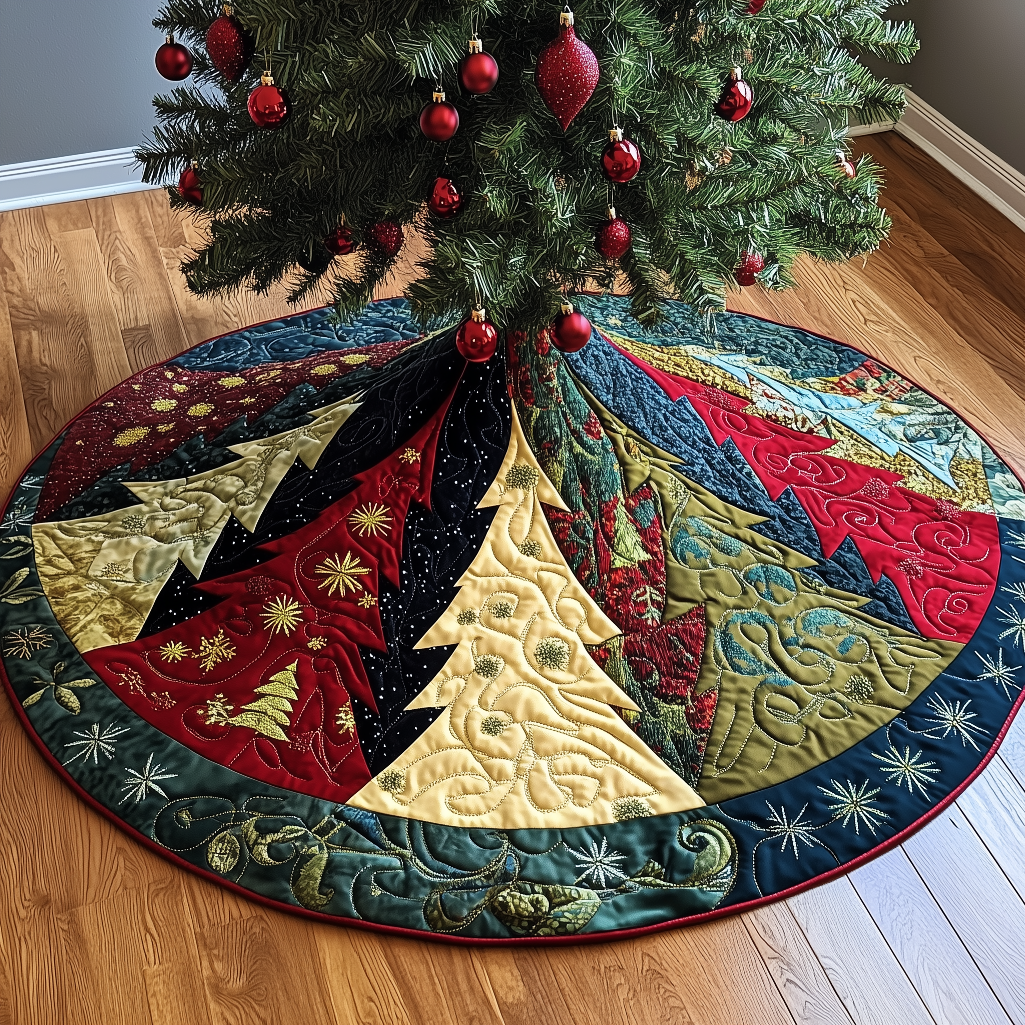 Festive Tree Christmas Quilted Tree Skirt Feel the Holidays Begin with a Safe and Stunning Tree Skirt Festive Tree Christmas Quilted Tree Skirt Feel the Holidays Begin with a Safe and Stunning Tree Skirt