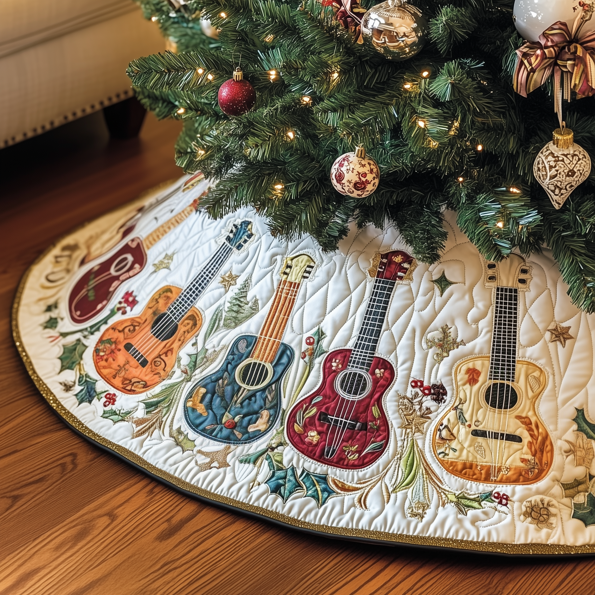 Festive Vintage Ukulele Quilted Tree Skirt Feel Joy and Comfort with a Thoughtful Holiday Addition Festive Vintage Ukulele Quilted Tree Skirt Feel Joy and Comfort with a Thoughtful Holiday Addition