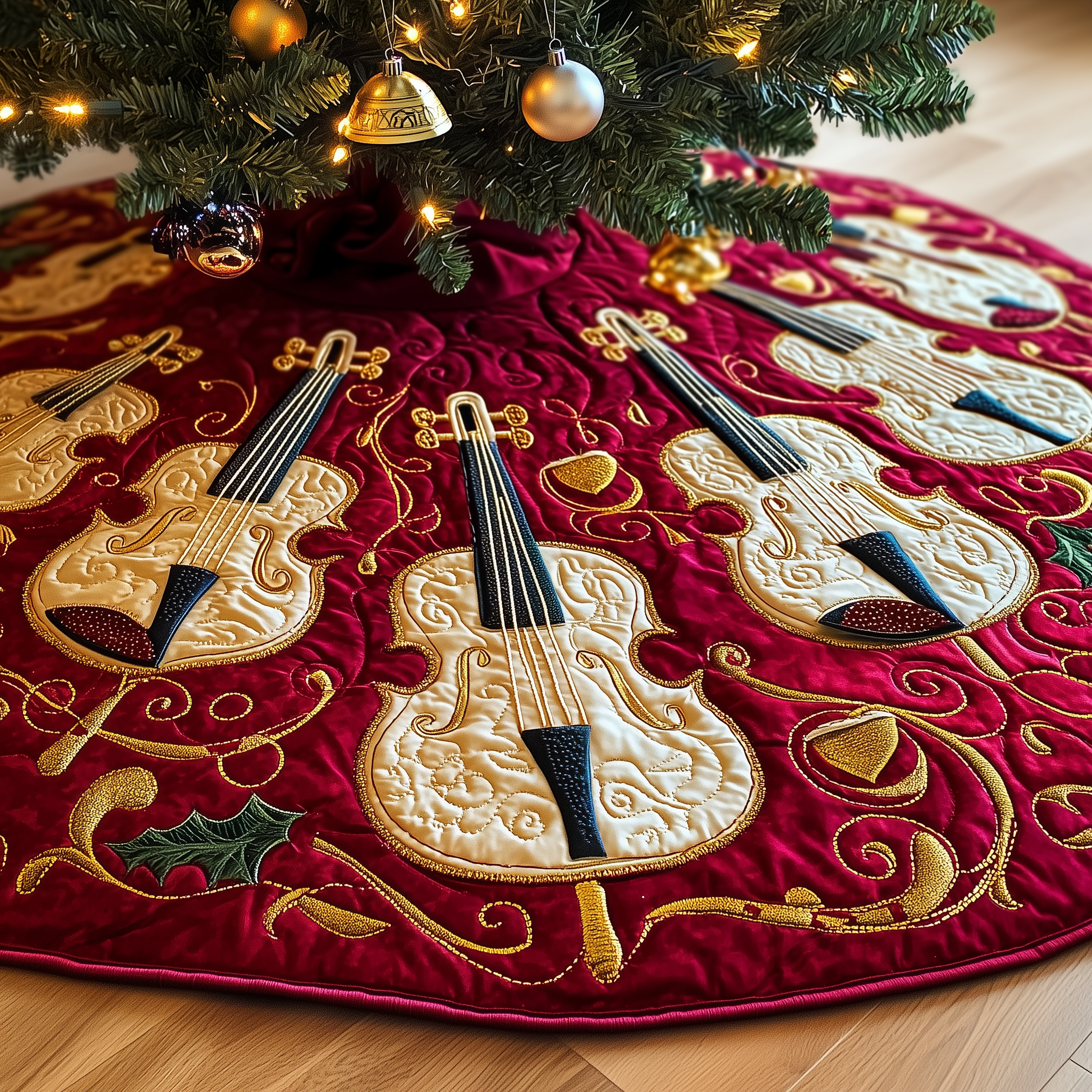 Festive Violins Quilted Tree Skirt Celebrate Your Way with a Chic and Functional Tree Skirt Festive Violins Quilted Tree Skirt Celebrate Your Way with a Chic and Functional Tree Skirt