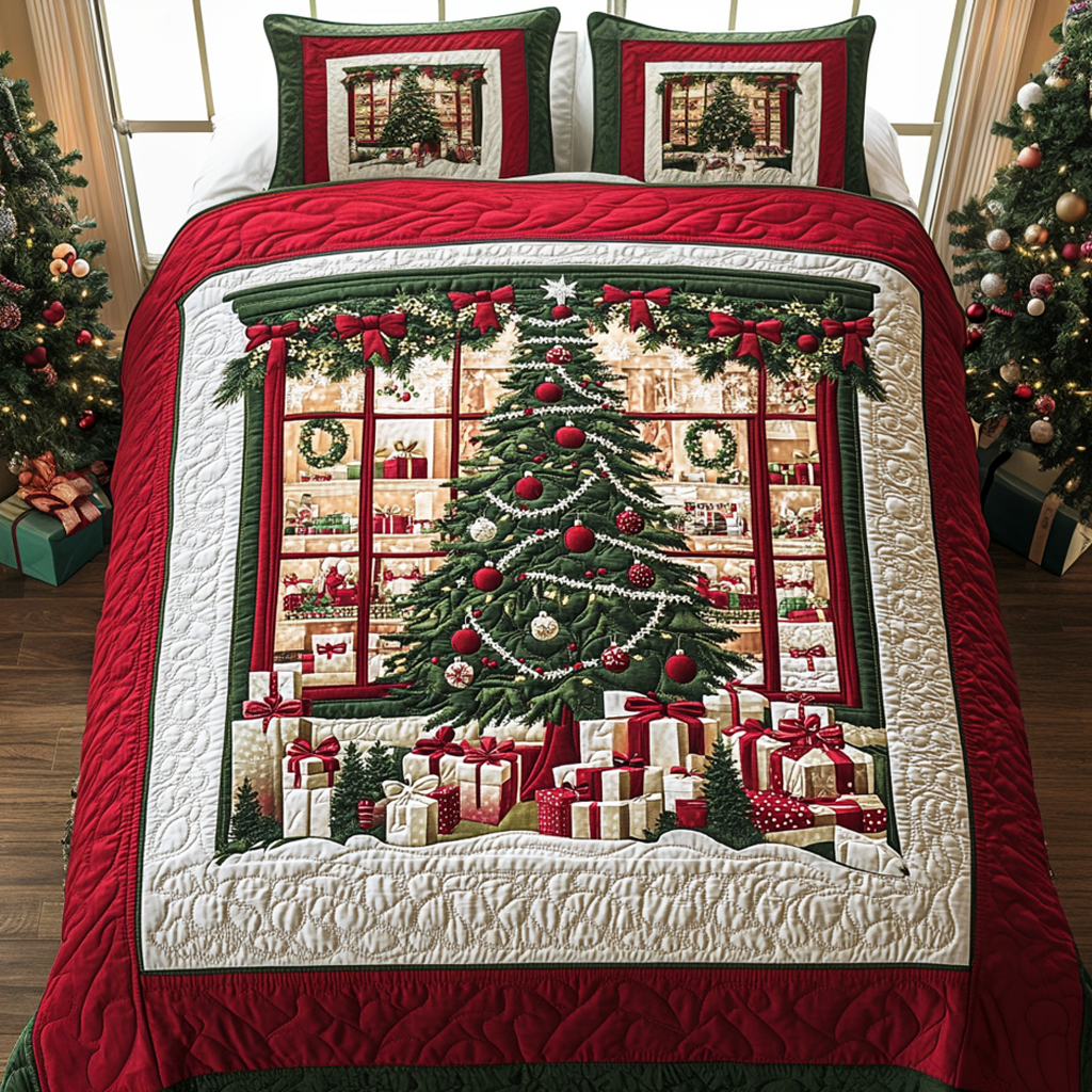 Festive Window Glow Quilted Bedding Set Father Daughter Gifts For Dad Festive Window Glow Quilted Bedding Set Father Daughter Gifts For Dad