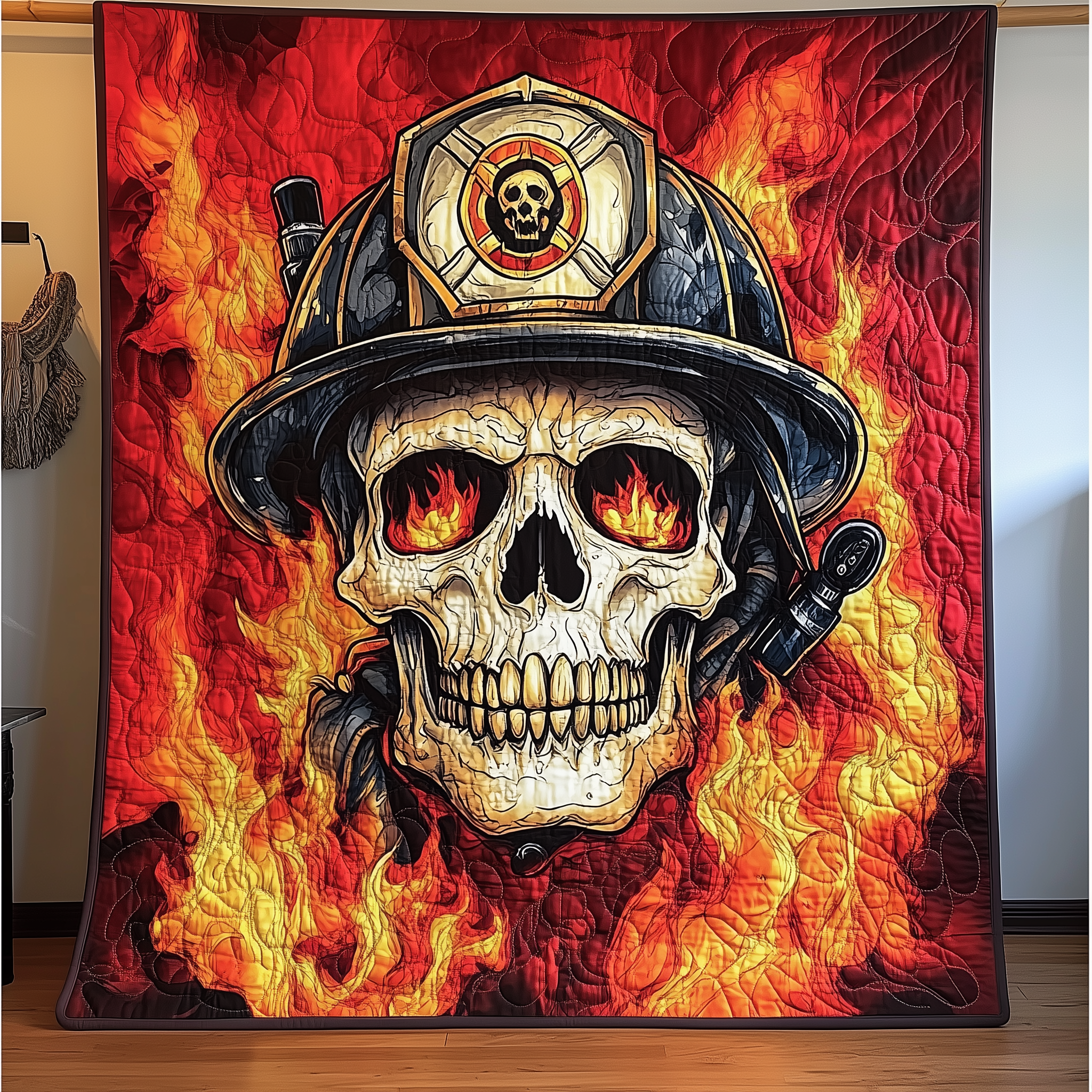 Firefighter Skull Quilted Blanket From Sofa to Bed, a Blanket That Does It All Firefighter Skull Quilted Blanket From Sofa to Bed, a Blanket That Does It All
