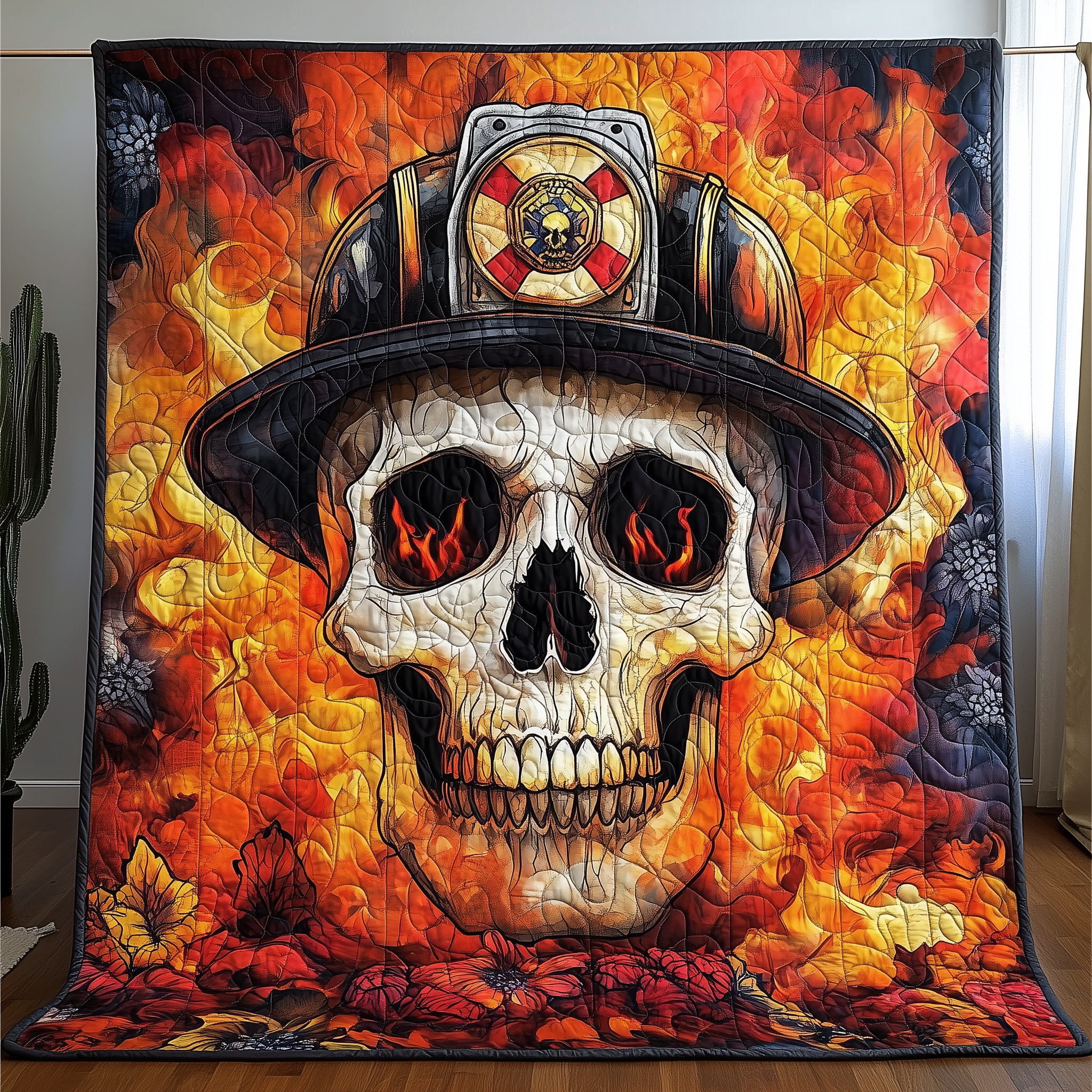 Firefighter Skull Quilted Blanket Perfect for All Seasons: A Blanket You'll Always Need Firefighter Skull Quilted Blanket Perfect for All Seasons: A Blanket You'll Always Need