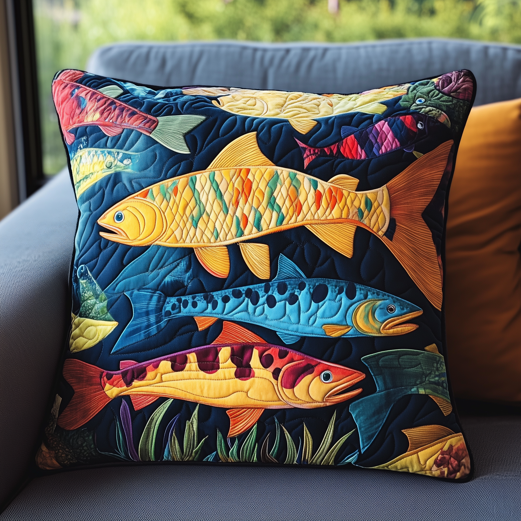 Fishing Quilted Pillow Case Cotton Comfort Meets Durability in Our Pillow Cases Fishing Quilted Pillow Case Cotton Comfort Meets Durability in Our Pillow Cases
