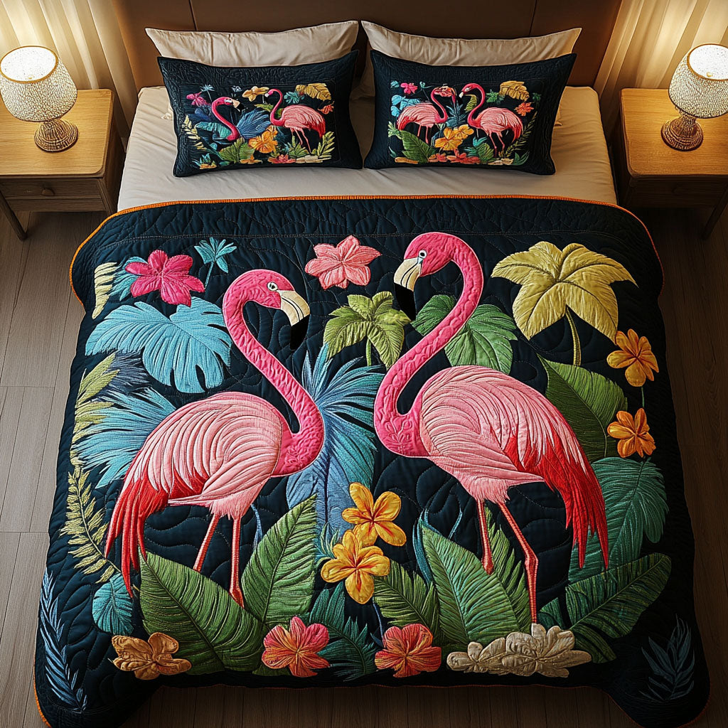 Flaming Sunset Quilted Bedding Set Flamingo Gifts For Her Flaming Sunset Quilted Bedding Set Flamingo Gifts For Her