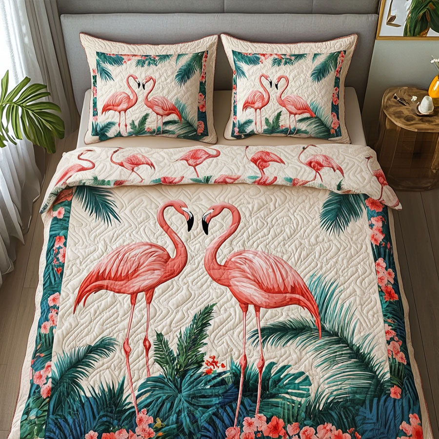 Flamingo Sleigh Quilted Bedding Set Flamingo Gifts For Men Women Flamingo Sleigh Quilted Bedding Set Flamingo Gifts For Men Women