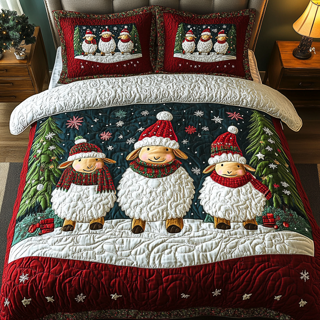 Fleece the Season Quilted Bedding Set Black Sheep Gift Fleece the Season Quilted Bedding Set Black Sheep Gift