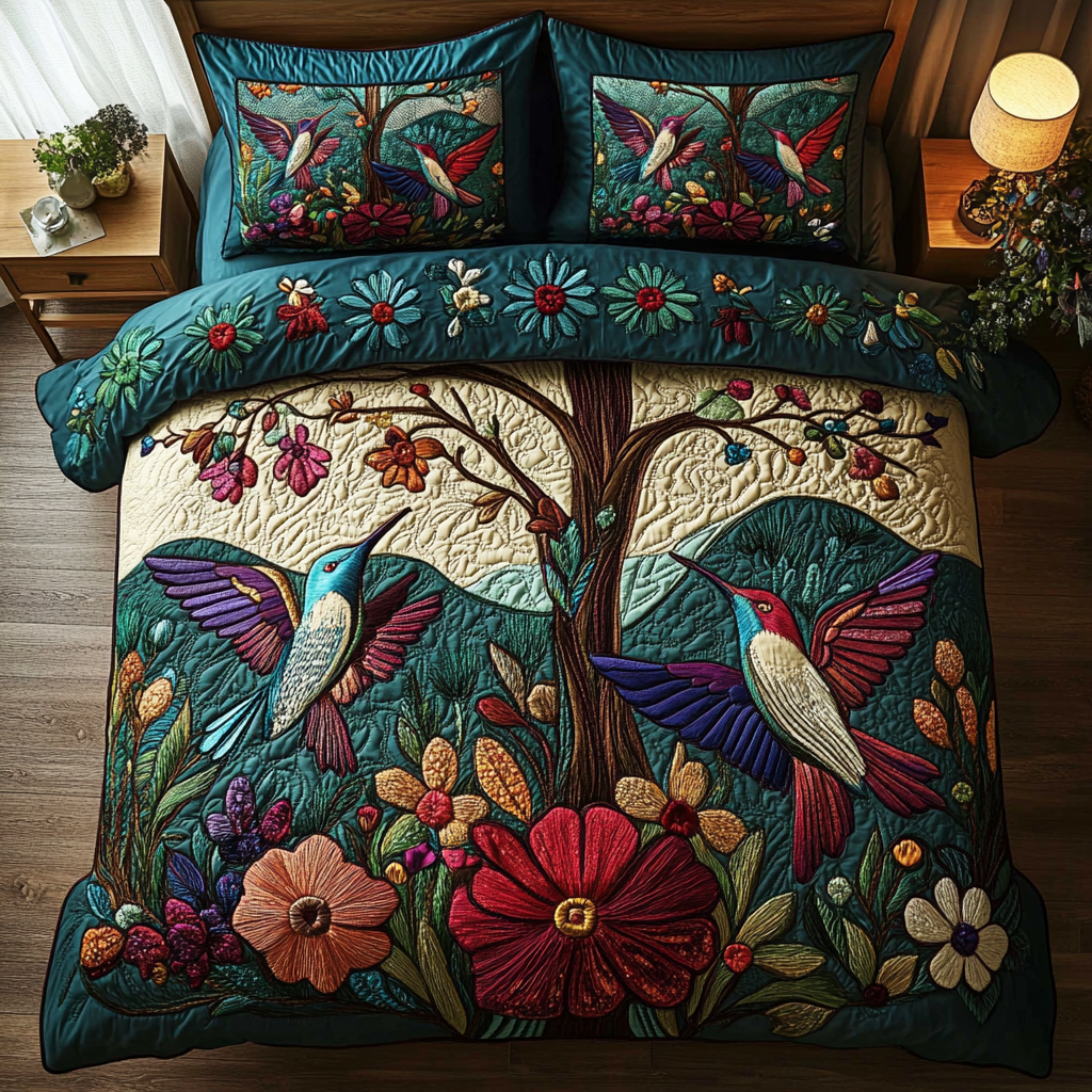 Flight of Colors Quilted Bedding Set Hummingbird Gifts For Her Flight of Colors Quilted Bedding Set Hummingbird Gifts For Her