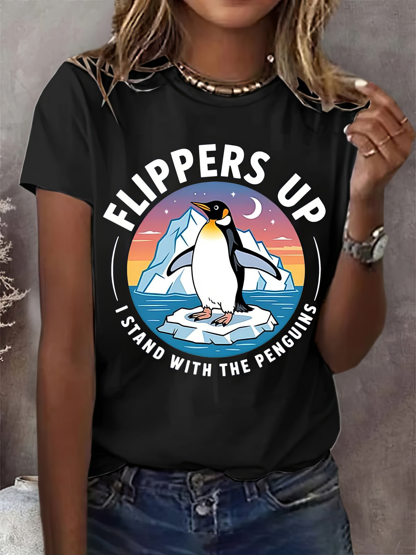 Flippers Up I Stand With The Penguins Shirt Penguins Against T-Shirt Gifts For Her Flippers Up I Stand With The Penguins Shirt Penguins Against T-Shirt Gifts For Her
