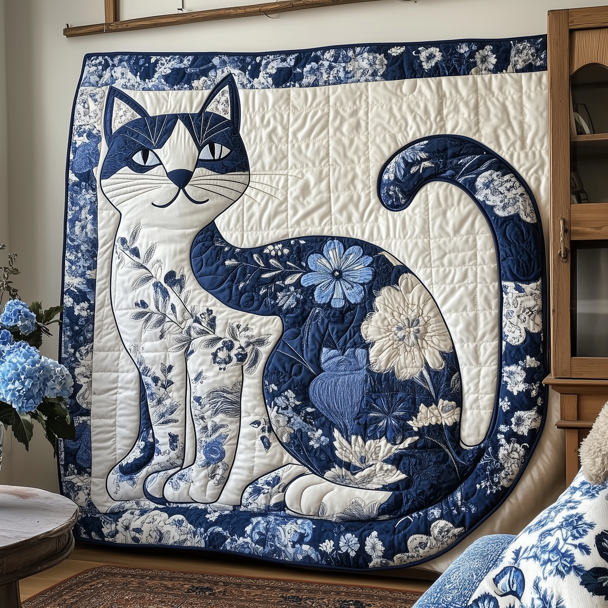 Floral Blue Cat Quilted Blanket Sofa Throw Blanket Items First Mothers Day Gift Ideas Floral Blue Cat Quilted Blanket Sofa Throw Blanket Items First Mothers Day Gift Ideas
