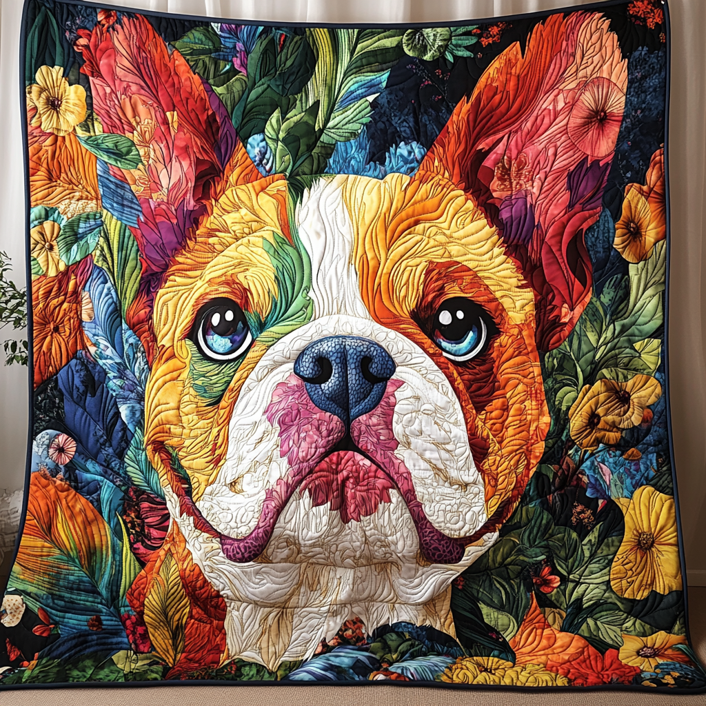 Floral Bulldog Quilted Blanket Snuggle Up with a Blanket That Brings Everyone Closer Floral Bulldog Quilted Blanket Snuggle Up with a Blanket That Brings Everyone Closer