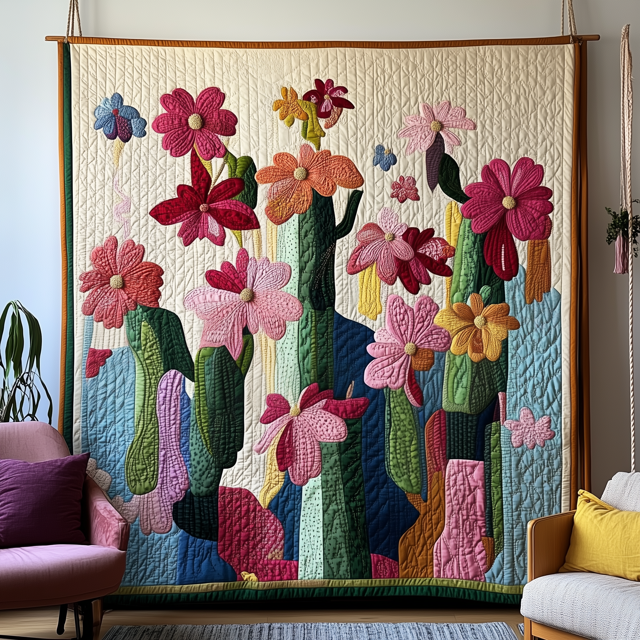 Floral Cactus Quilted Blanket Experience the Ultimate in Custom Comfort Floral Cactus Quilted Blanket Experience the Ultimate in Custom Comfort