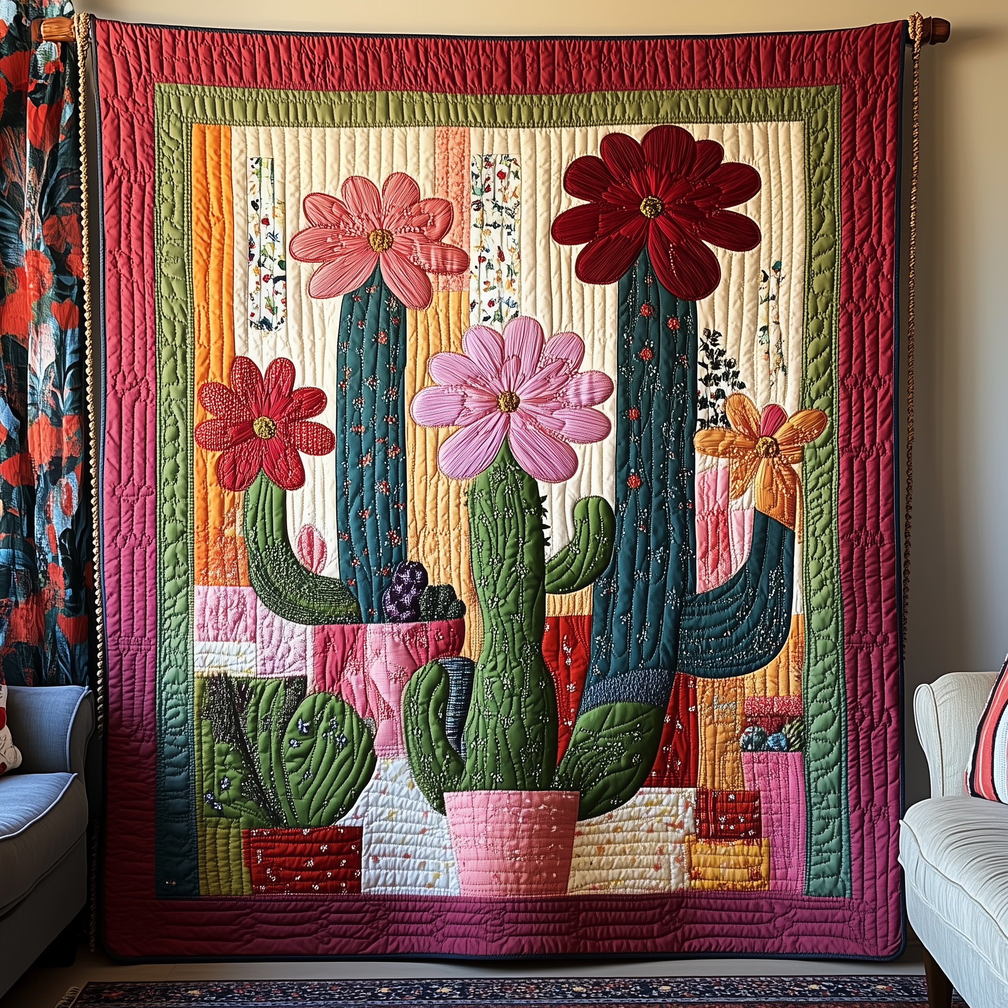 Floral Cactus Quilted Blanket Feel Prepared for Any Occasion with a Versatile Blanket Floral Cactus Quilted Blanket Feel Prepared for Any Occasion with a Versatile Blanket