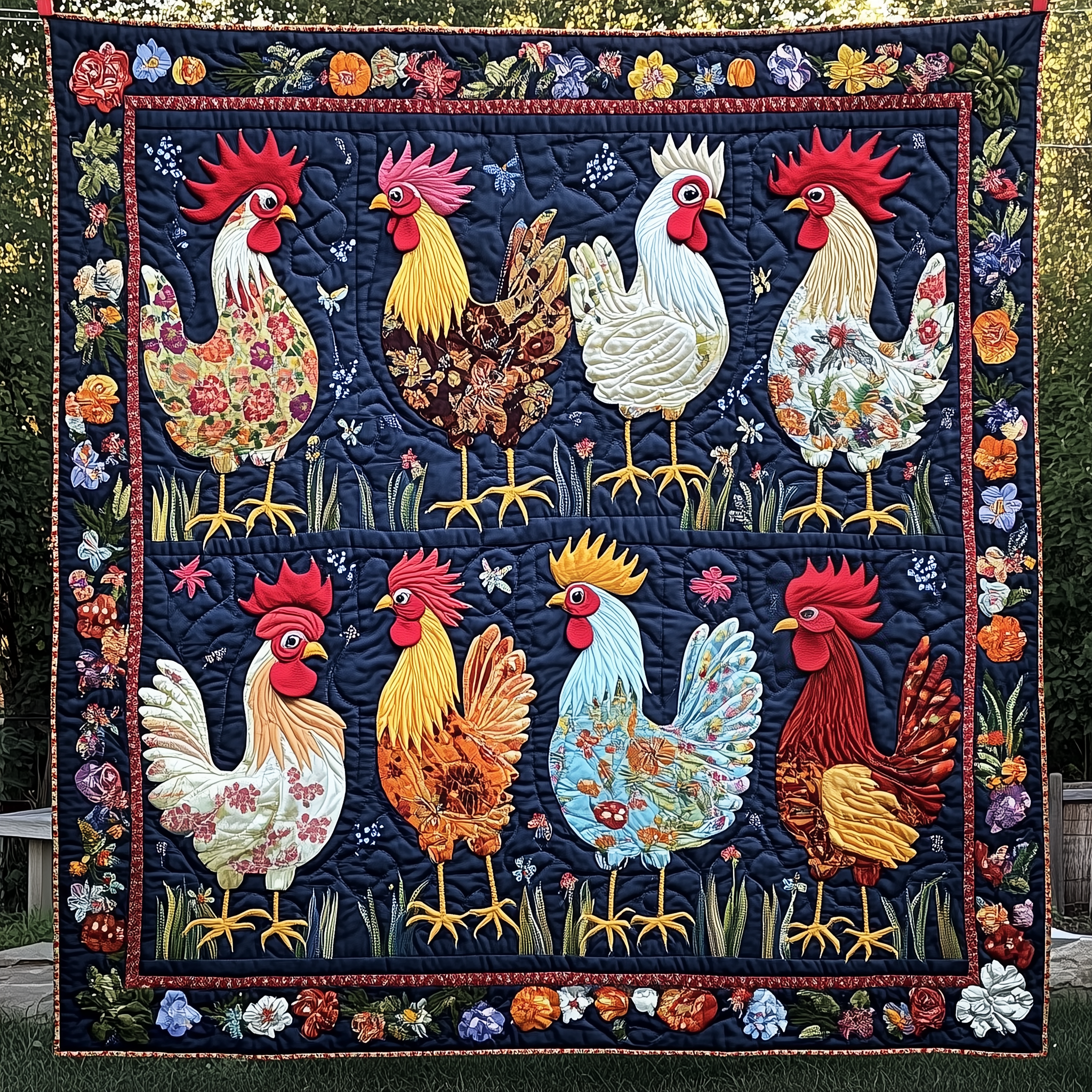 Floral Chicken Quilted Blanket Feel the Magic of Family Time with a Blanket That Fits All Floral Chicken Quilted Blanket Feel the Magic of Family Time with a Blanket That Fits All