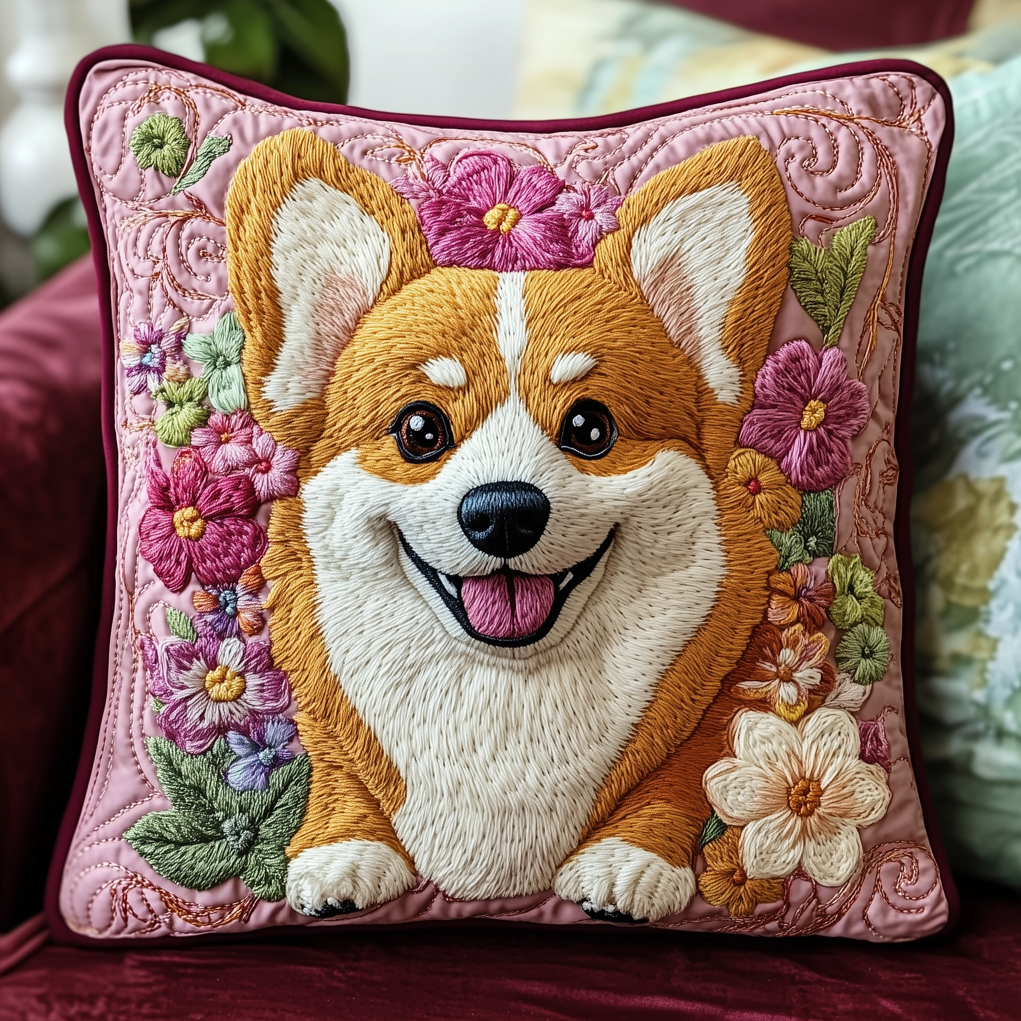 Floral Corgi Quilted Pillow Case Wake Up Refreshed with Pillow Cases Made for You Floral Corgi Quilted Pillow Case Wake Up Refreshed with Pillow Cases Made for You