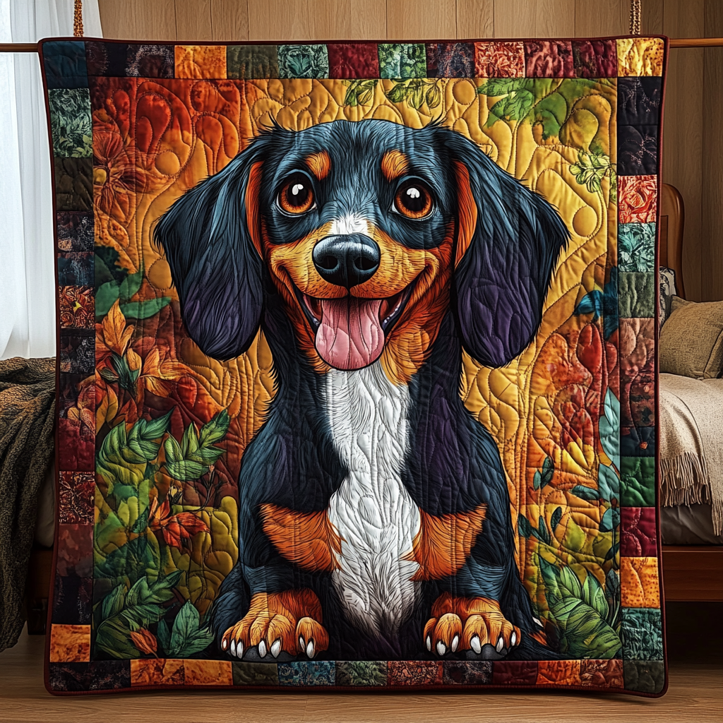 Floral Daschund Wiener Quilted Blanket Snuggle Up with a Blanket That Brings Everyone Closer Floral Daschund Wiener Quilted Blanket Snuggle Up with a Blanket That Brings Everyone Closer