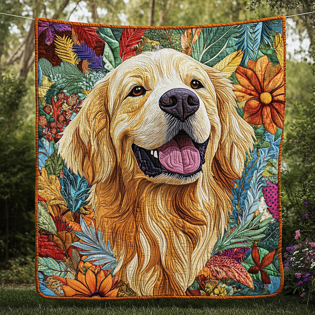 Floral Golden Retriever Quilted Blanket A Blanket for Every Season and Every Mood Floral Golden Retriever Quilted Blanket A Blanket for Every Season and Every Mood