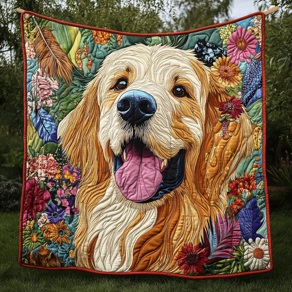 Floral Golden Retriever Quilted Blanket Feel Comfortable Indoors and Out with Our Multi-Use Blanket Floral Golden Retriever Quilted Blanket Feel Comfortable Indoors and Out with Our Multi-Use Blanket