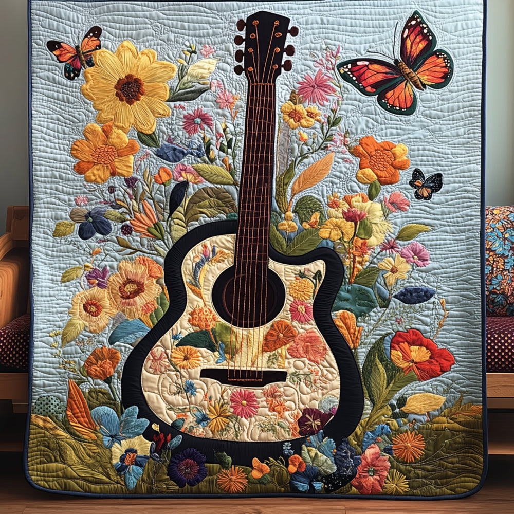 Floral Guitar Quilted Blanket A Blanket That Makes Family Nights Extra Special Floral Guitar Quilted Blanket A Blanket That Makes Family Nights Extra Special