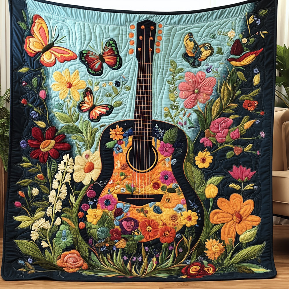Floral Guitar Quilted Blanket Enjoy Cozy Moments Together with the Perfect Blanket Floral Guitar Quilted Blanket Enjoy Cozy Moments Together with the Perfect Blanket