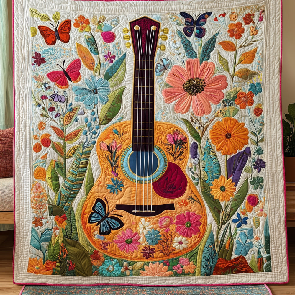 Floral Guitar Quilted Blanket Enjoy Cozy Moments Together with the Perfect Blanket Floral Guitar Quilted Blanket Enjoy Cozy Moments Together with the Perfect Blanket